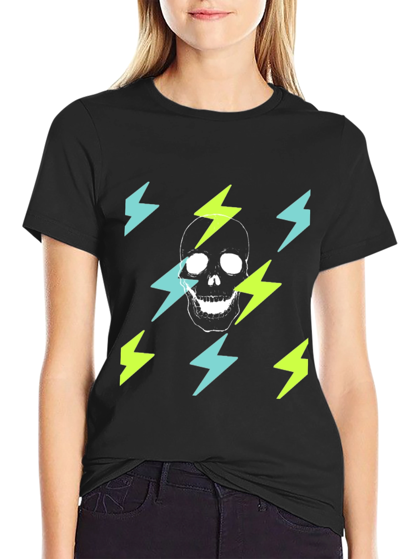 Skull Lightning Graphic T-Shirt