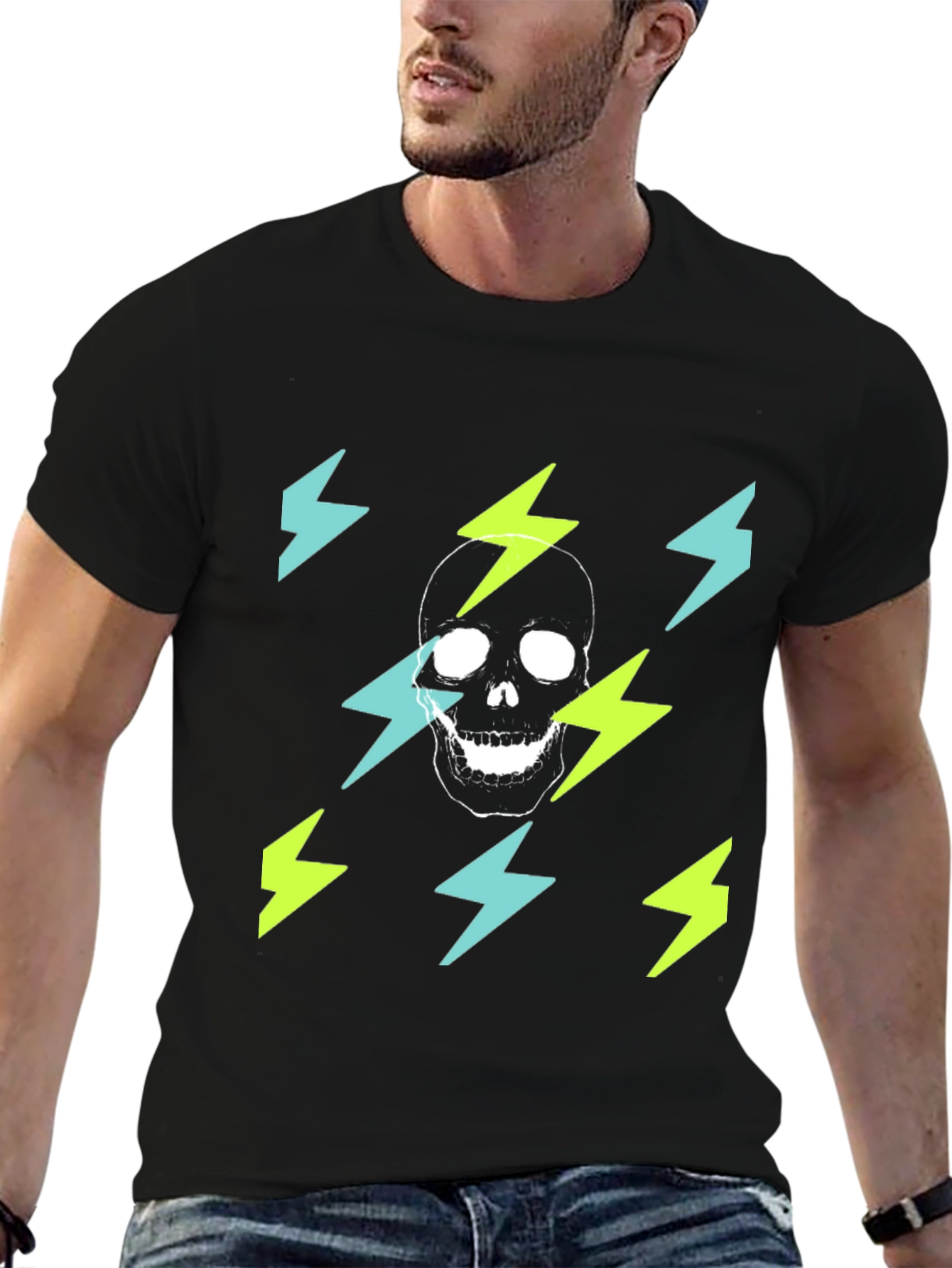 Skull Lightning Graphic T-Shirt