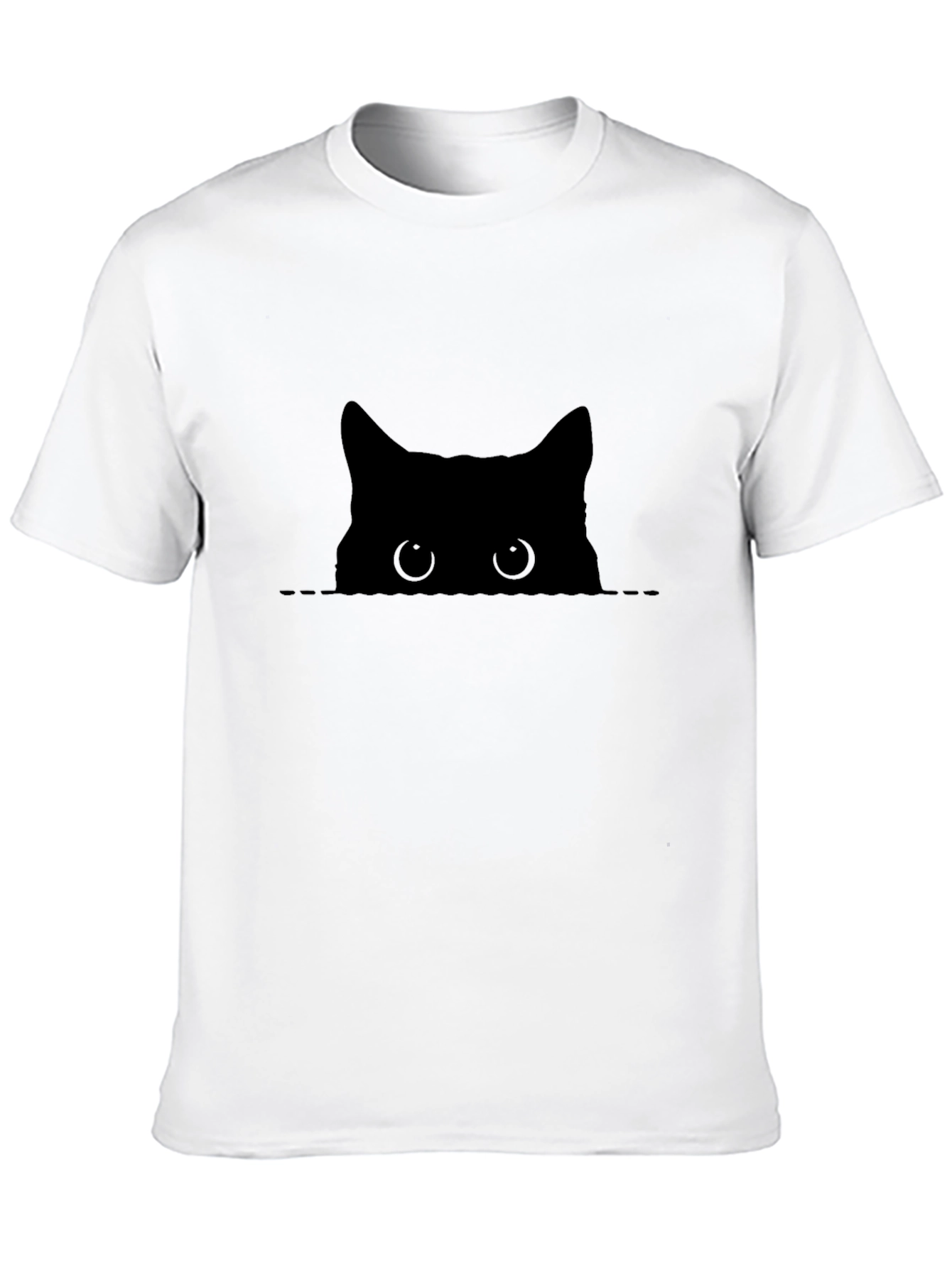 Peeking Cat Graphic Tee - Black Cotton Comfort