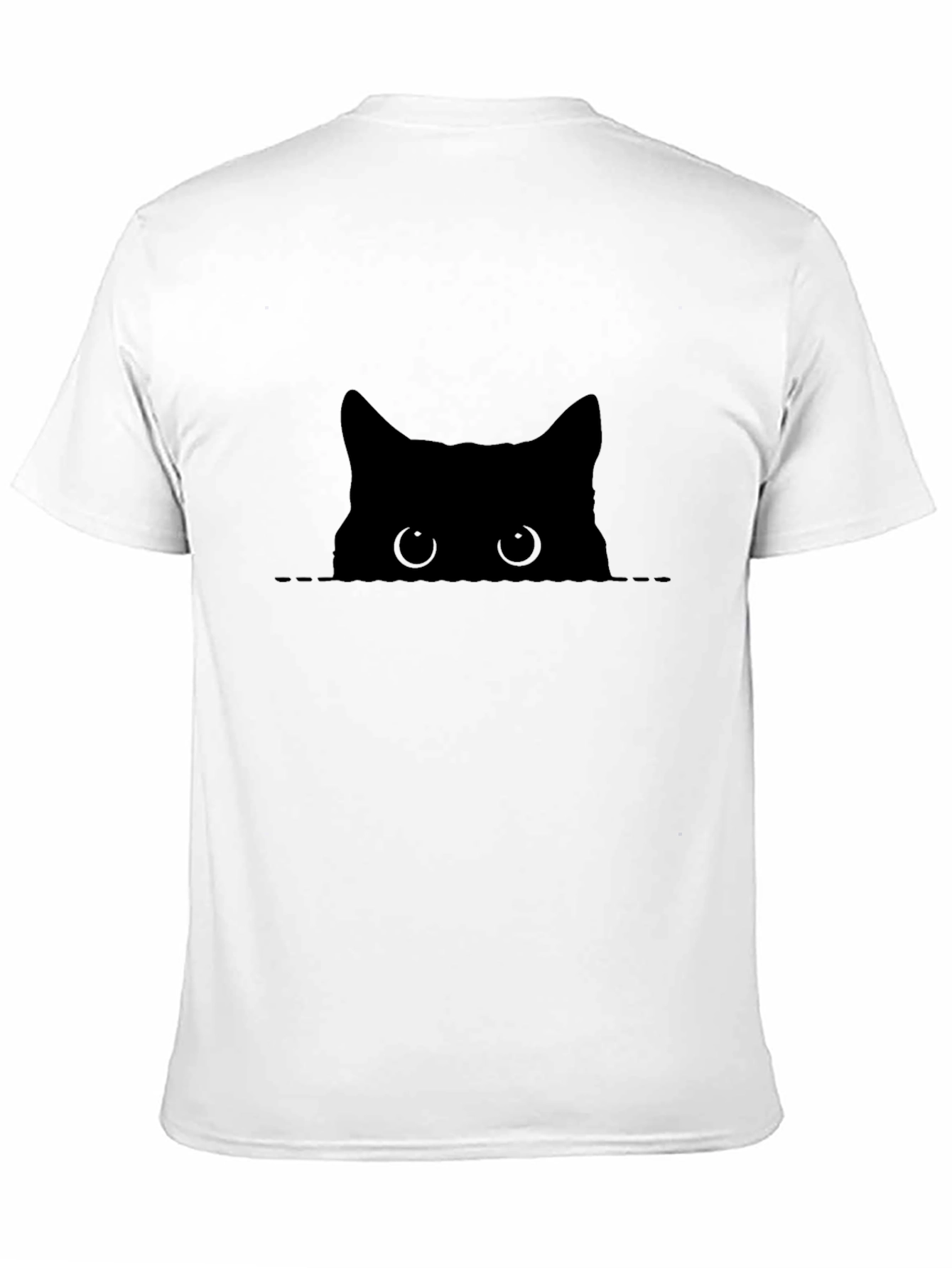 Peeking Cat Graphic Tee - Black Cotton Comfort