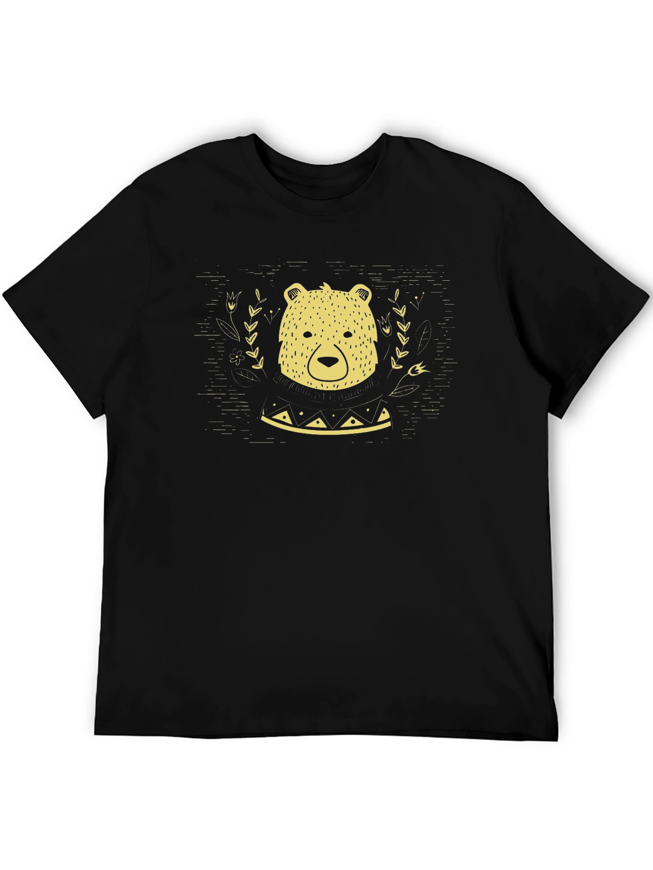 Bear Graphic Print Black T-Shirt