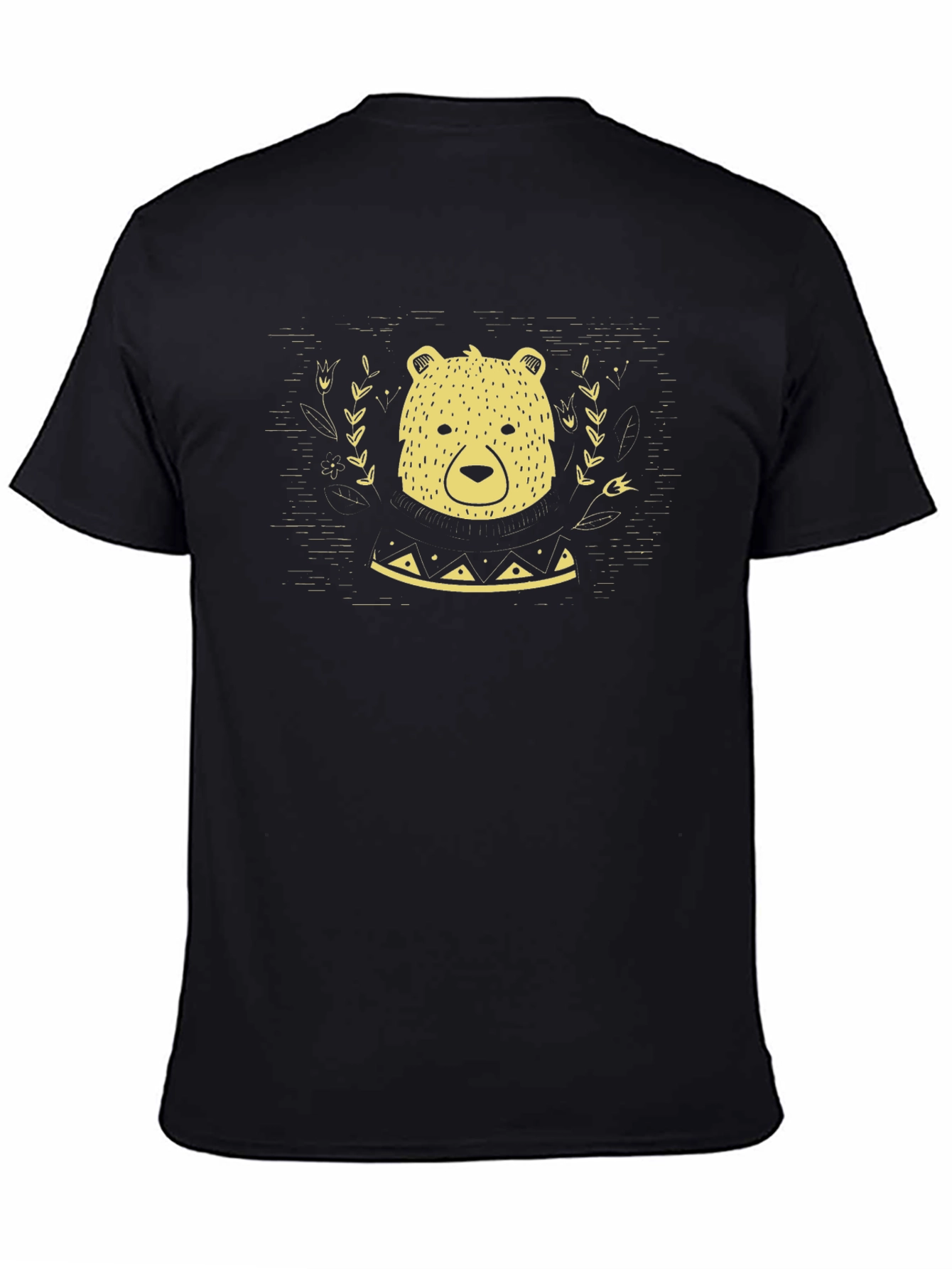 Bear Graphic Print Black T-Shirt