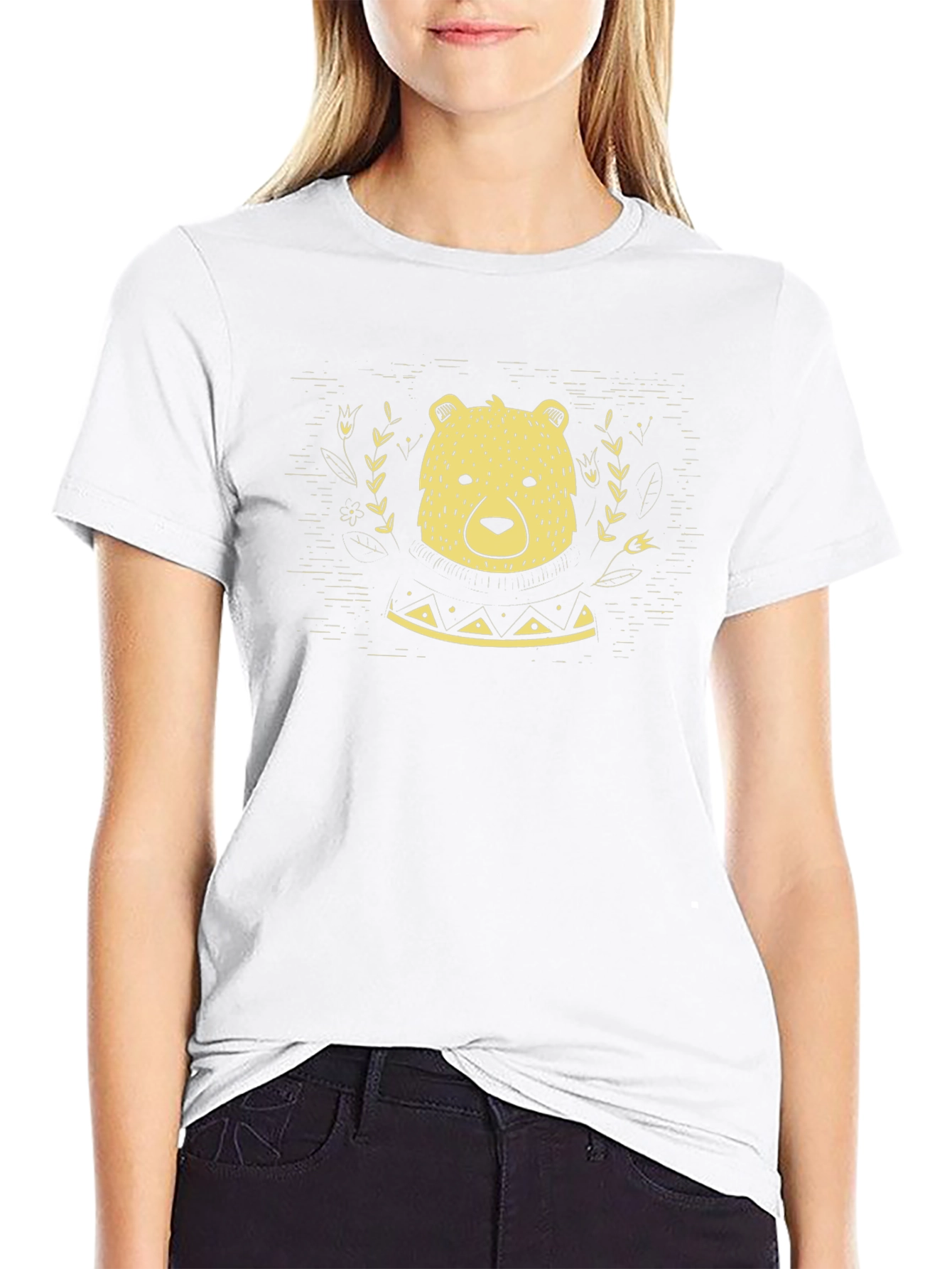 Bear Graphic Print Black T-Shirt