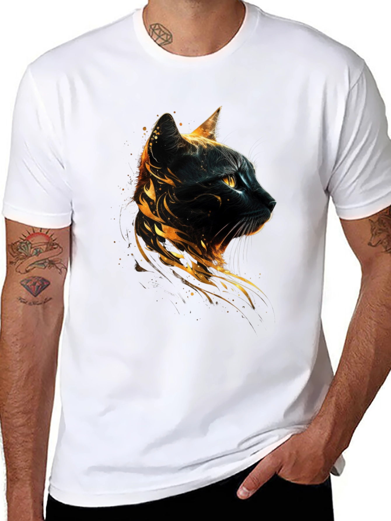 Fiery Feline Black T-Shirt
