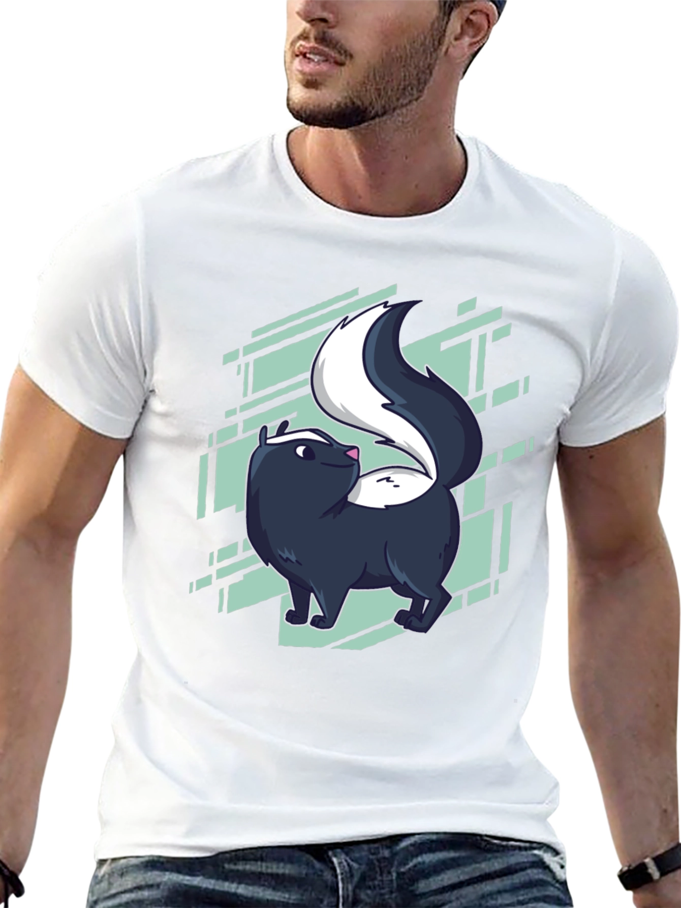 Skunk Graphic Tee - Black Cotton Blend Shirt