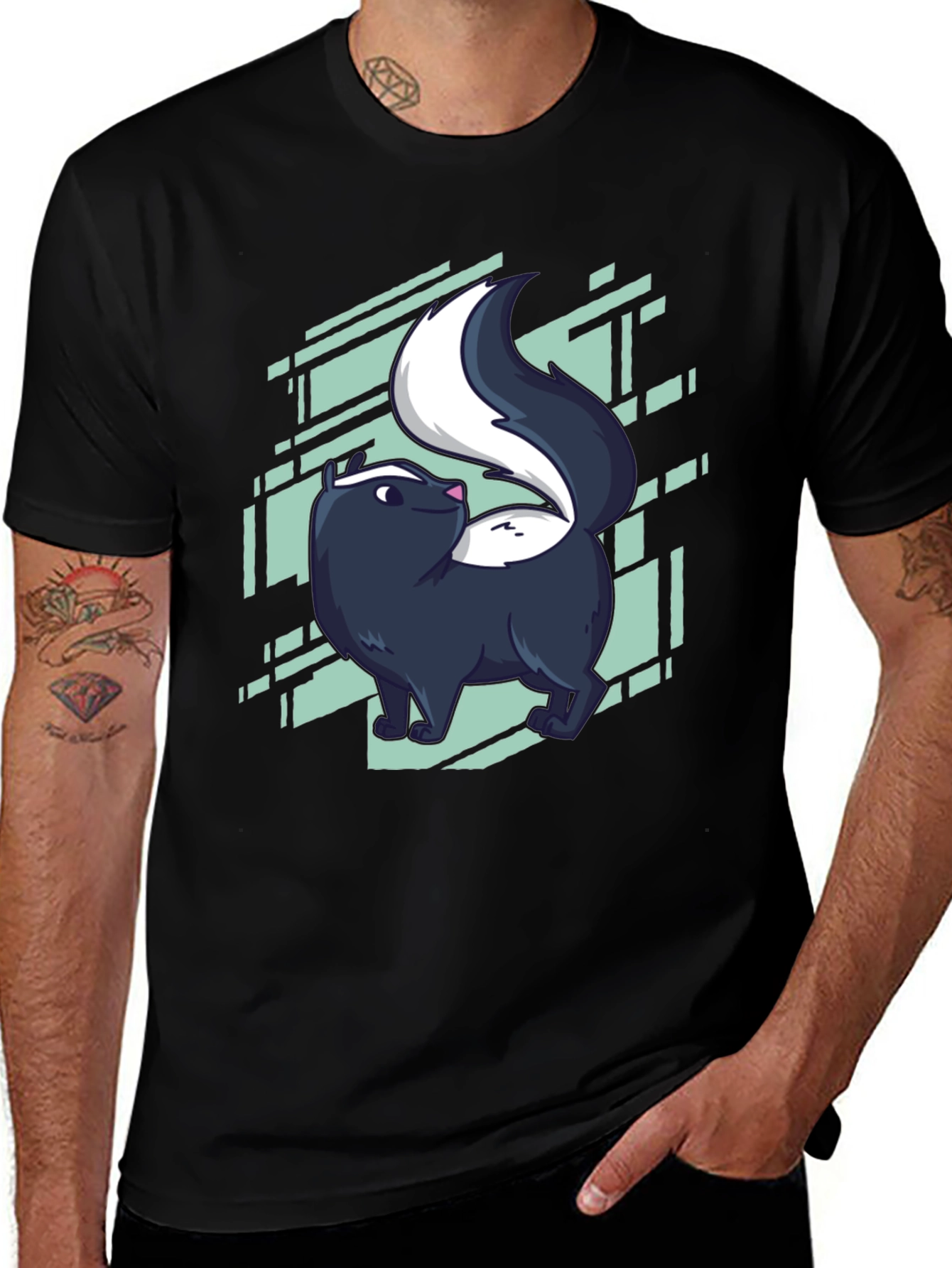 Skunk Graphic Tee - Black Cotton Blend Shirt