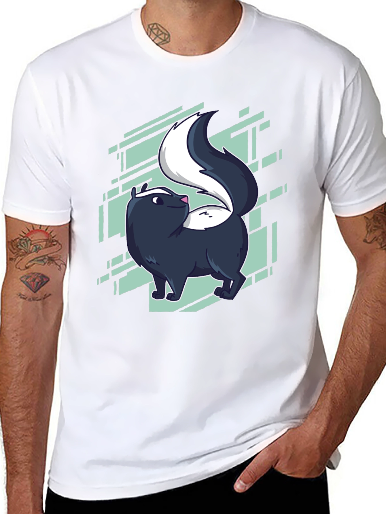 Skunk Graphic Tee - Black Cotton Blend Shirt