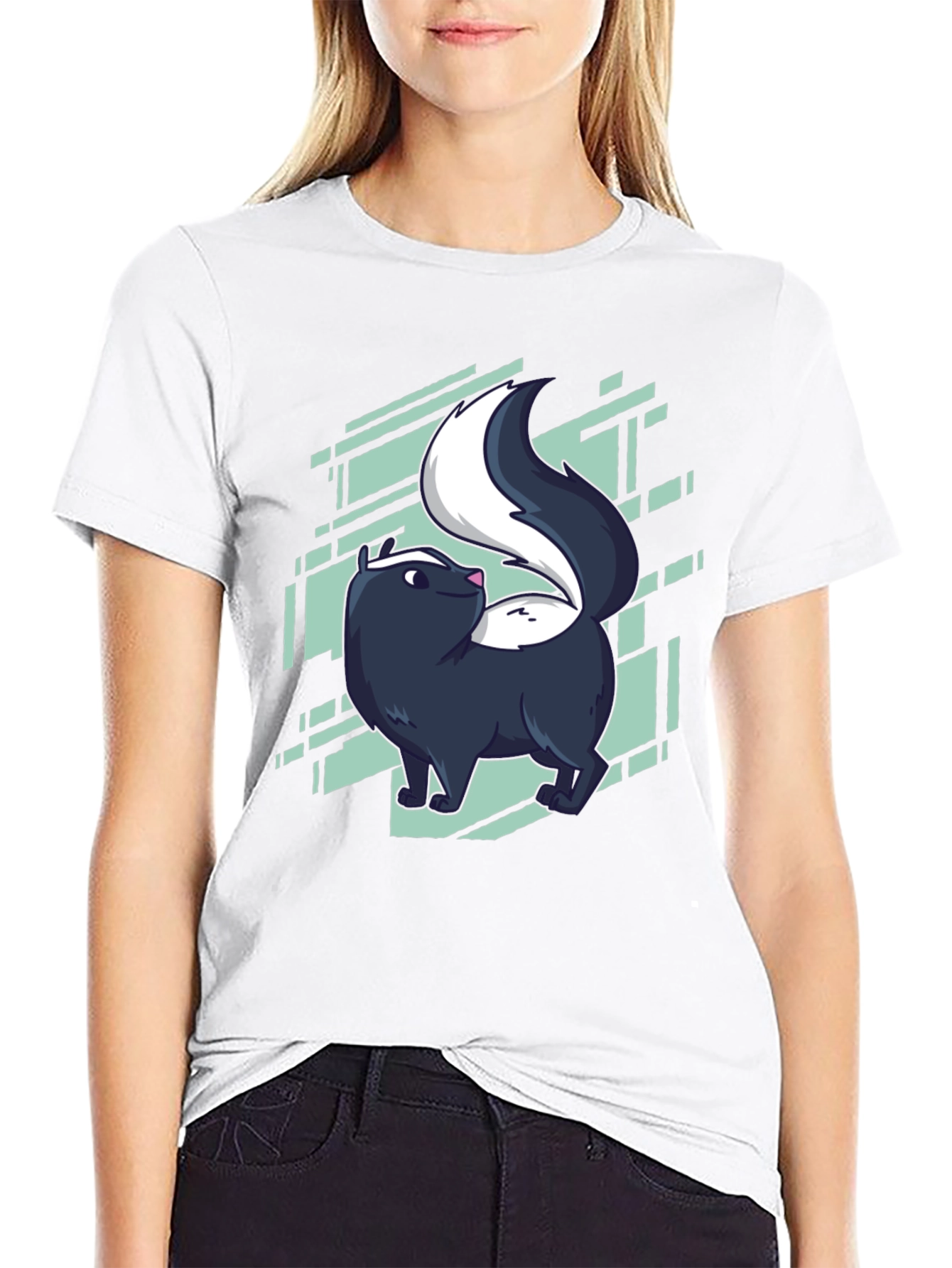 Skunk Graphic Tee - Black Cotton Blend Shirt