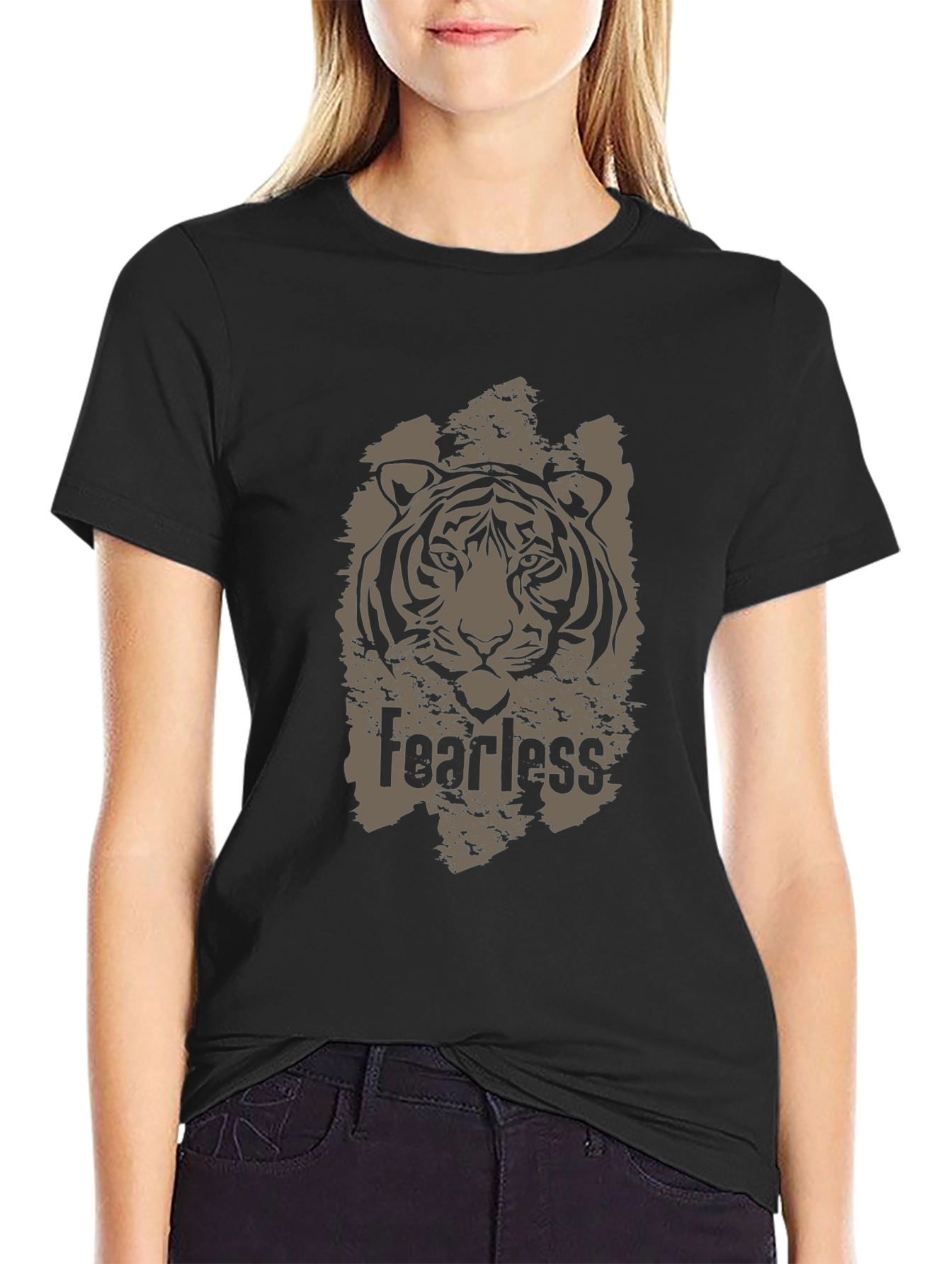 Fearless Tiger Graphic Black T-Shirt