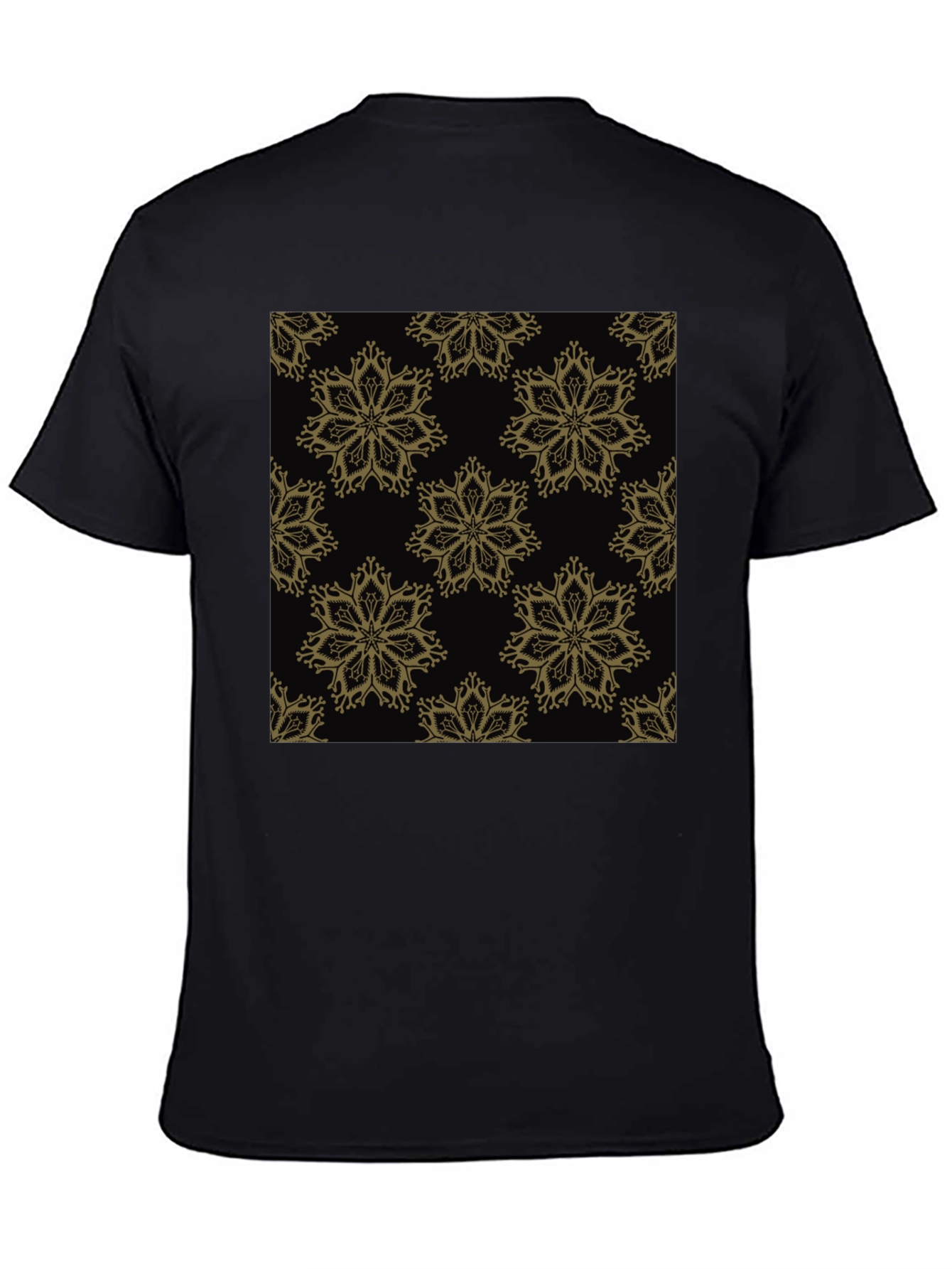 Elegant Floral Pattern Black T-Shirt