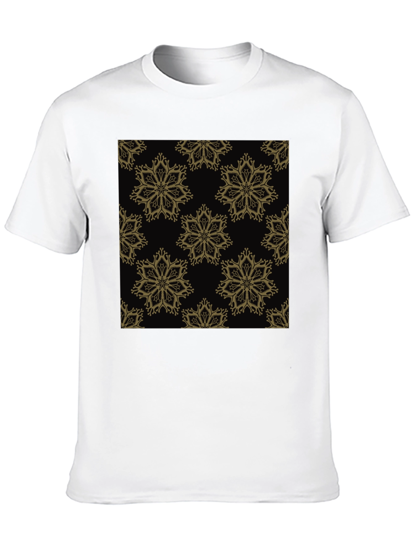 Elegant Floral Pattern Black T-Shirt