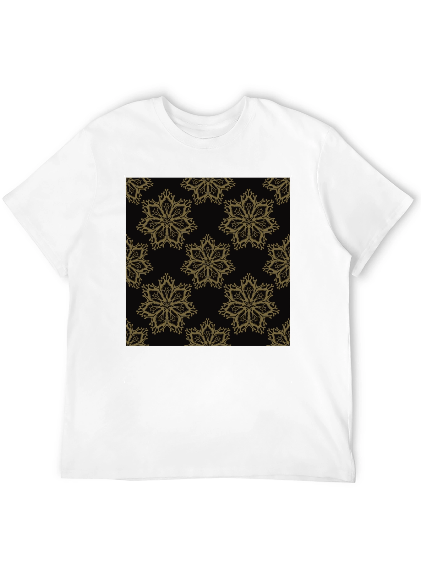 Elegant Floral Pattern Black T-Shirt