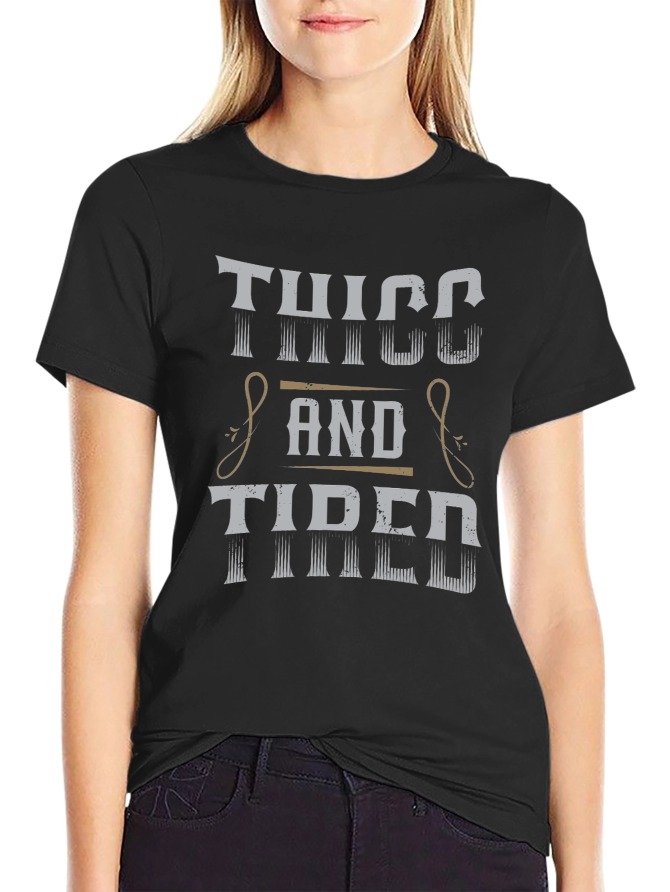 Thicc and Tired Graphic T-Shirt Funny Rodeo