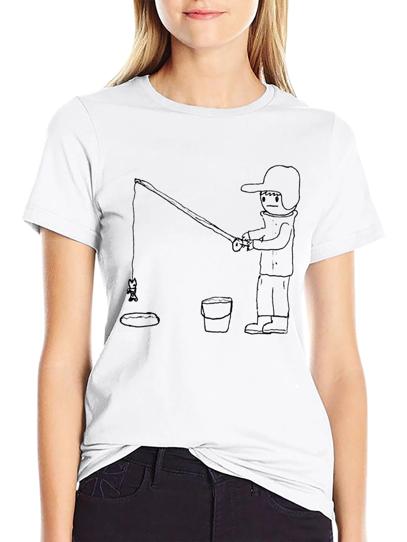 Fisherman Graphic Tee - Casual Black T-Shirt