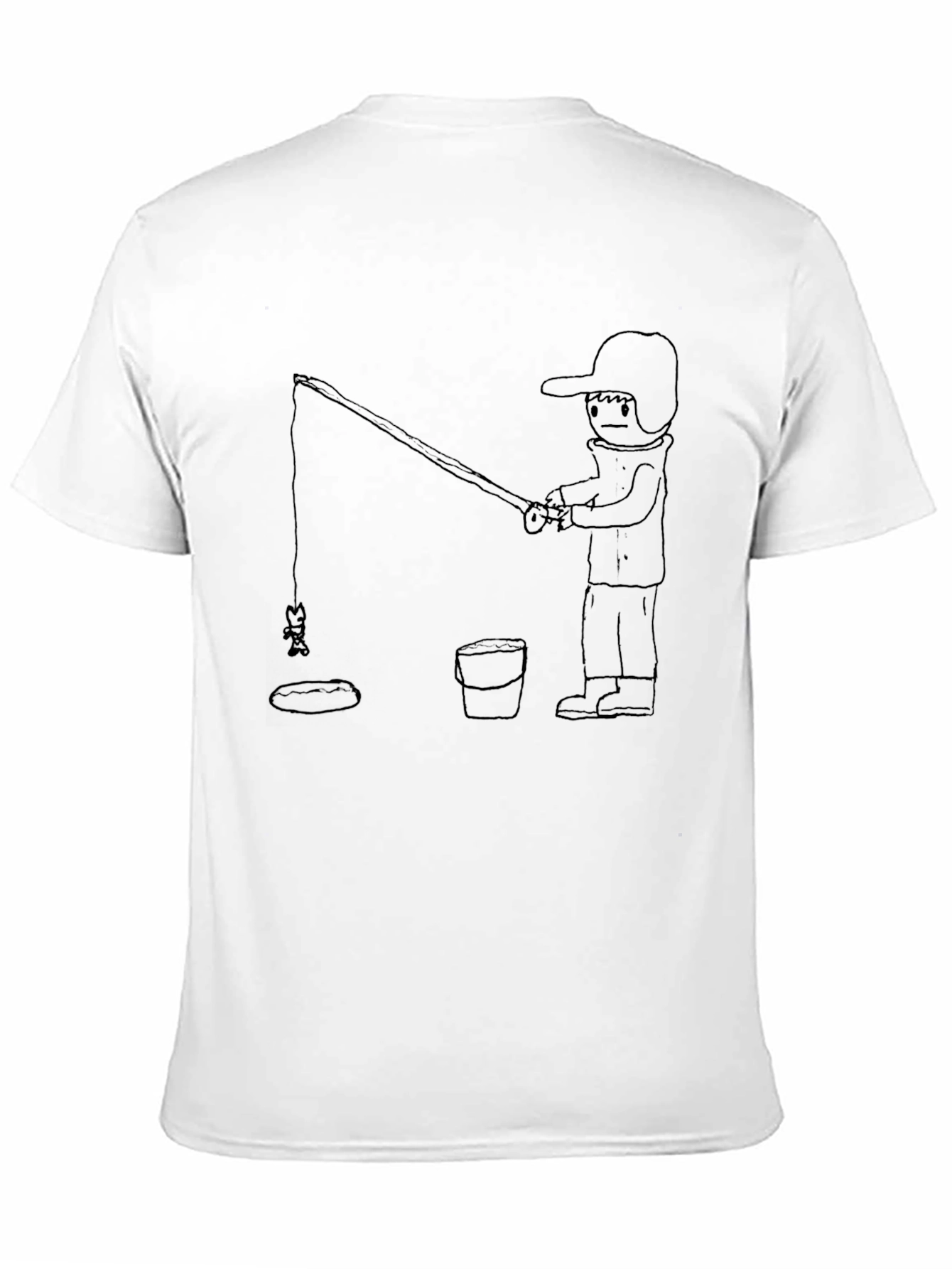 Fisherman Graphic Tee - Casual Black T-Shirt