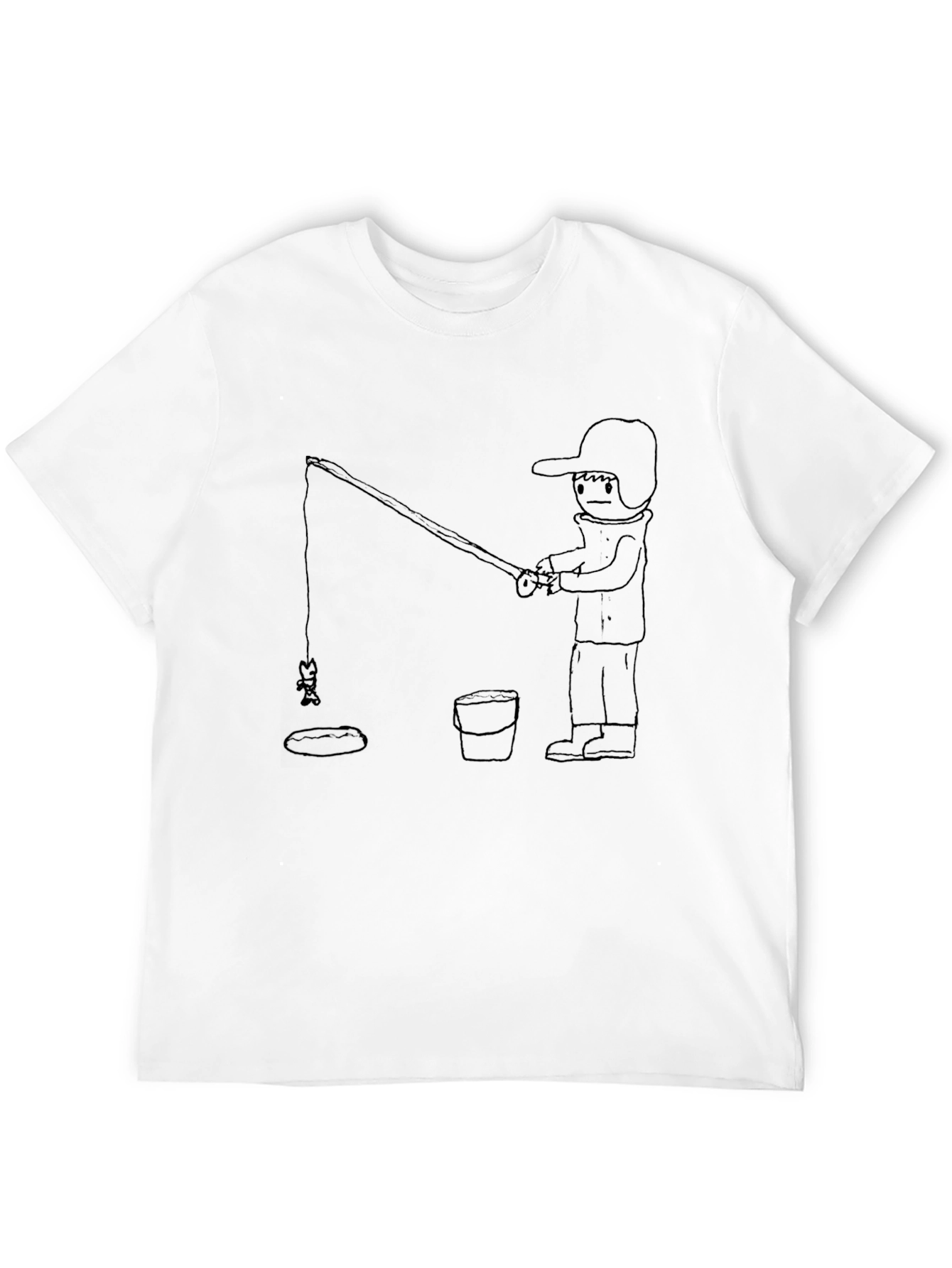 Fisherman Graphic Tee - Casual Black T-Shirt