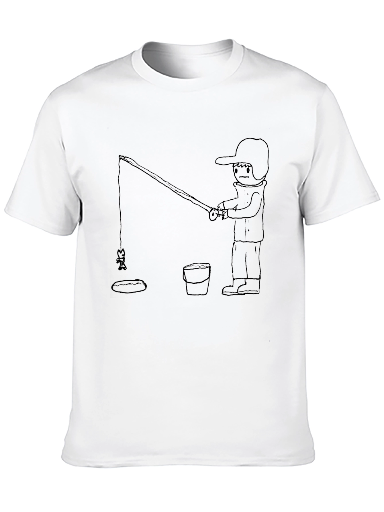 Fisherman Graphic Tee - Casual Black T-Shirt