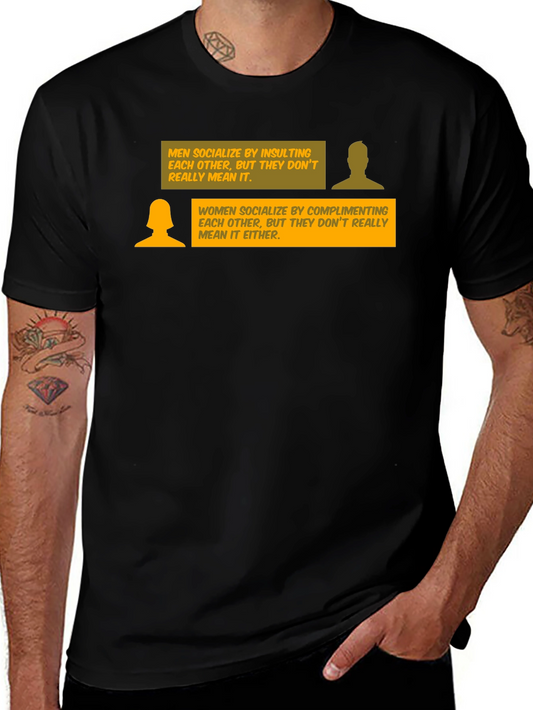 Humorous Social Commentary T-Shirt - Men vs. Women