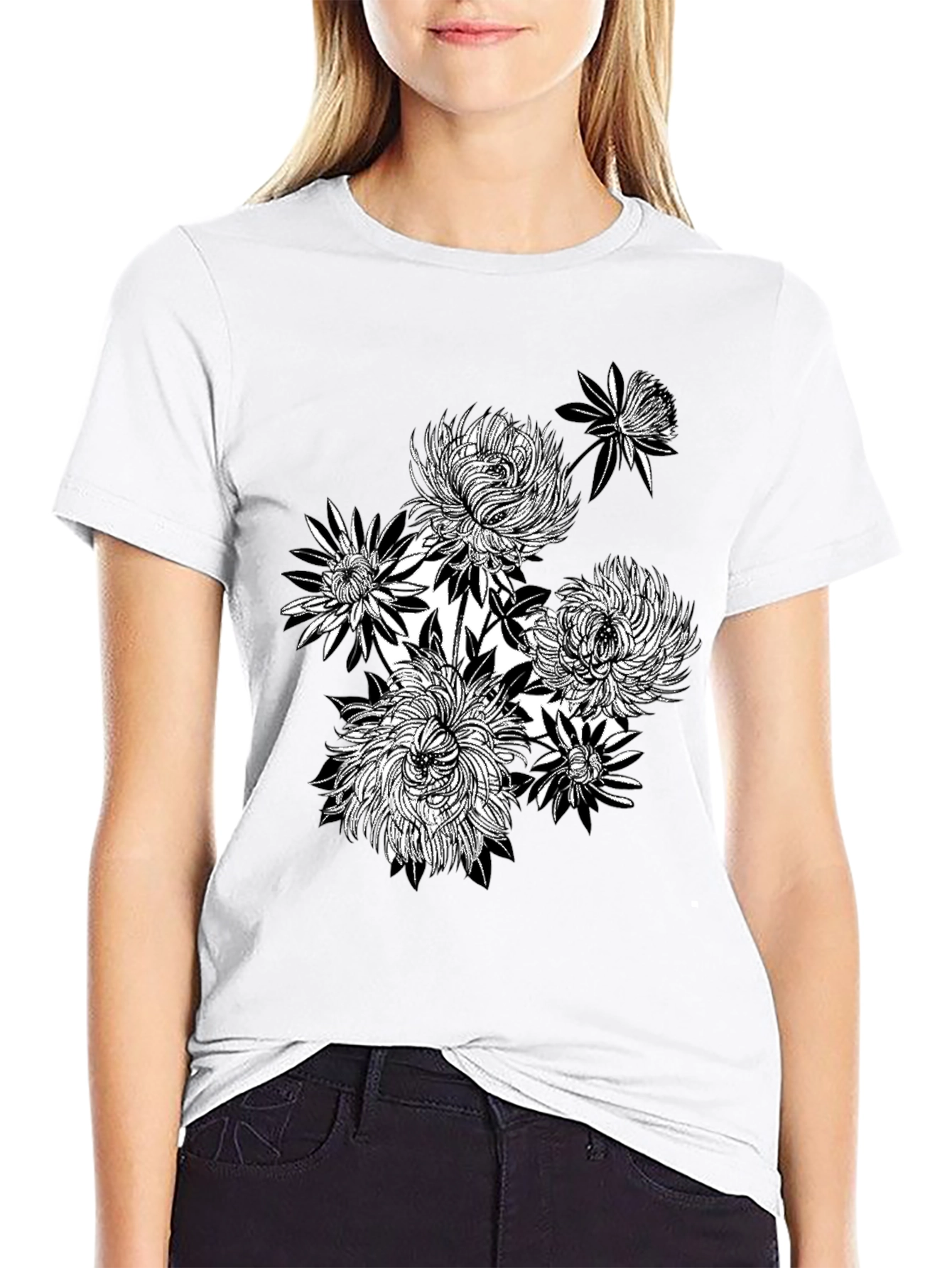 Black Floral Graphic Tee - Stylish Mens T-Shirt