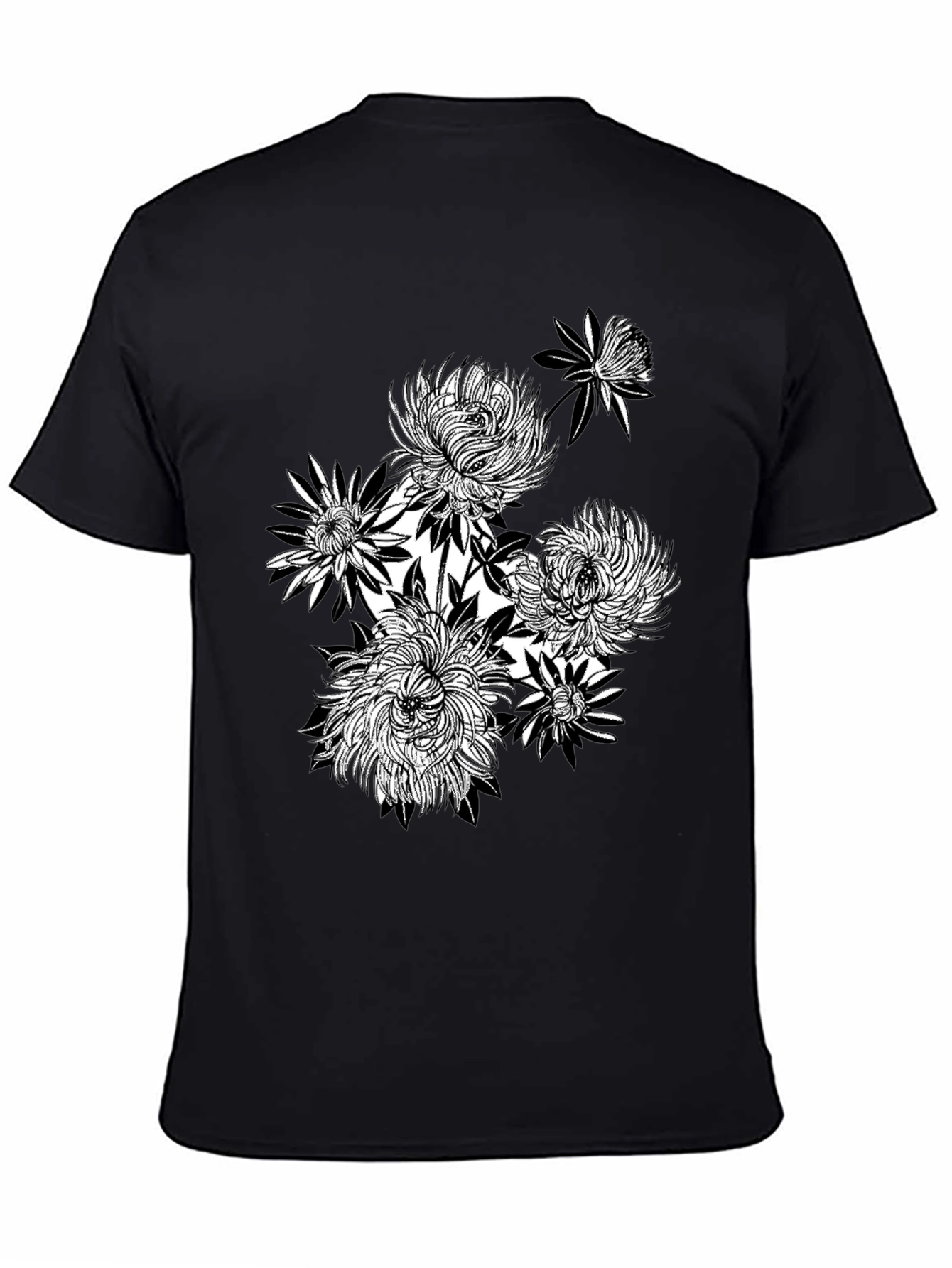 Black Floral Graphic Tee - Stylish Mens T-Shirt