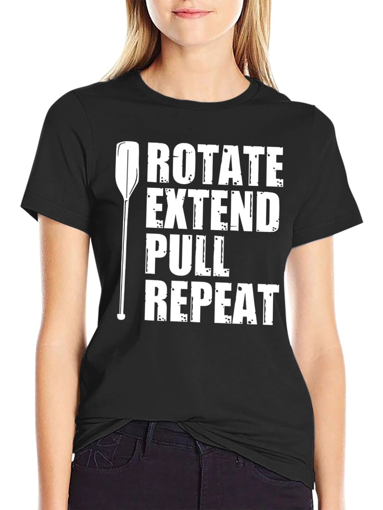 Kayak Rotate Extend Pull Repeat Black T-Shirt