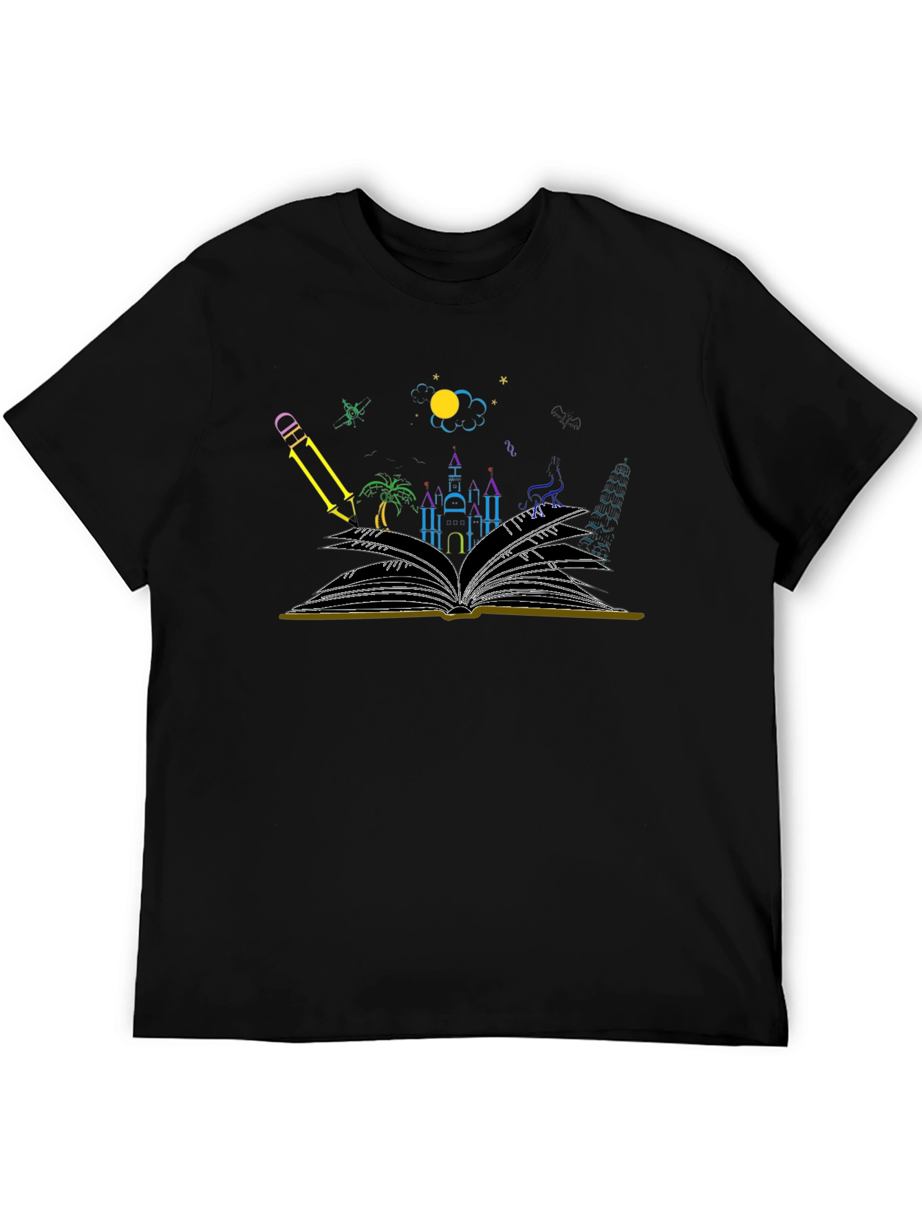 Storybook Tee - Open Book & Pencil Design