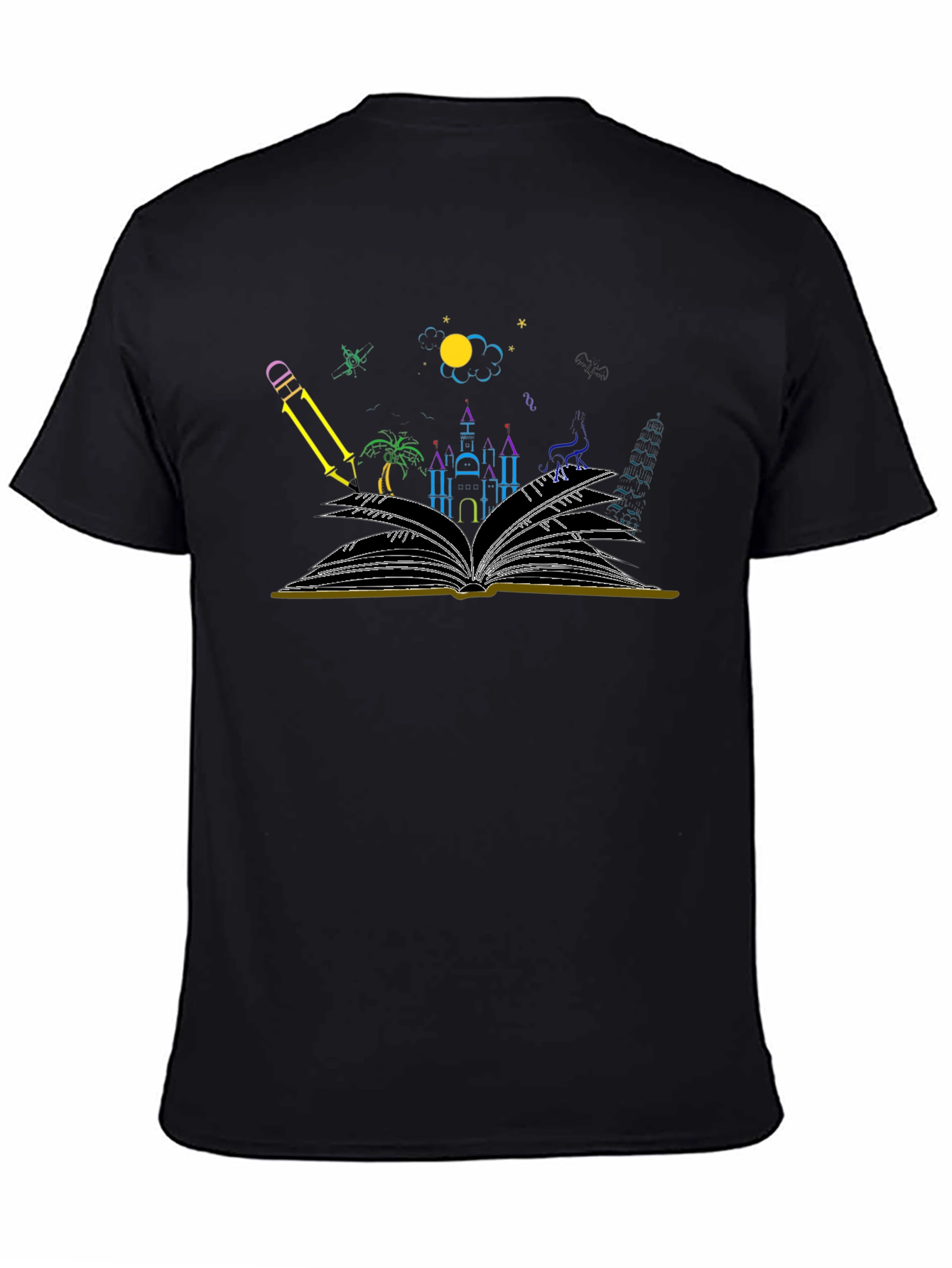 Storybook Tee - Open Book & Pencil Design