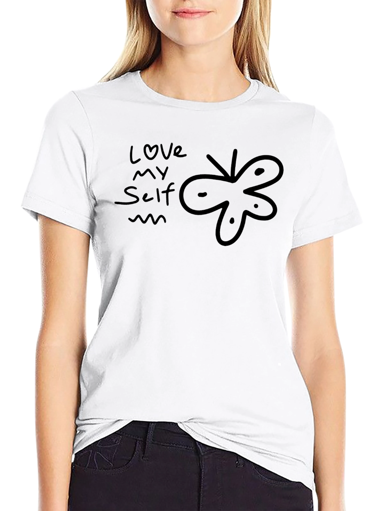 Love Myself Black Graphic T-Shirt