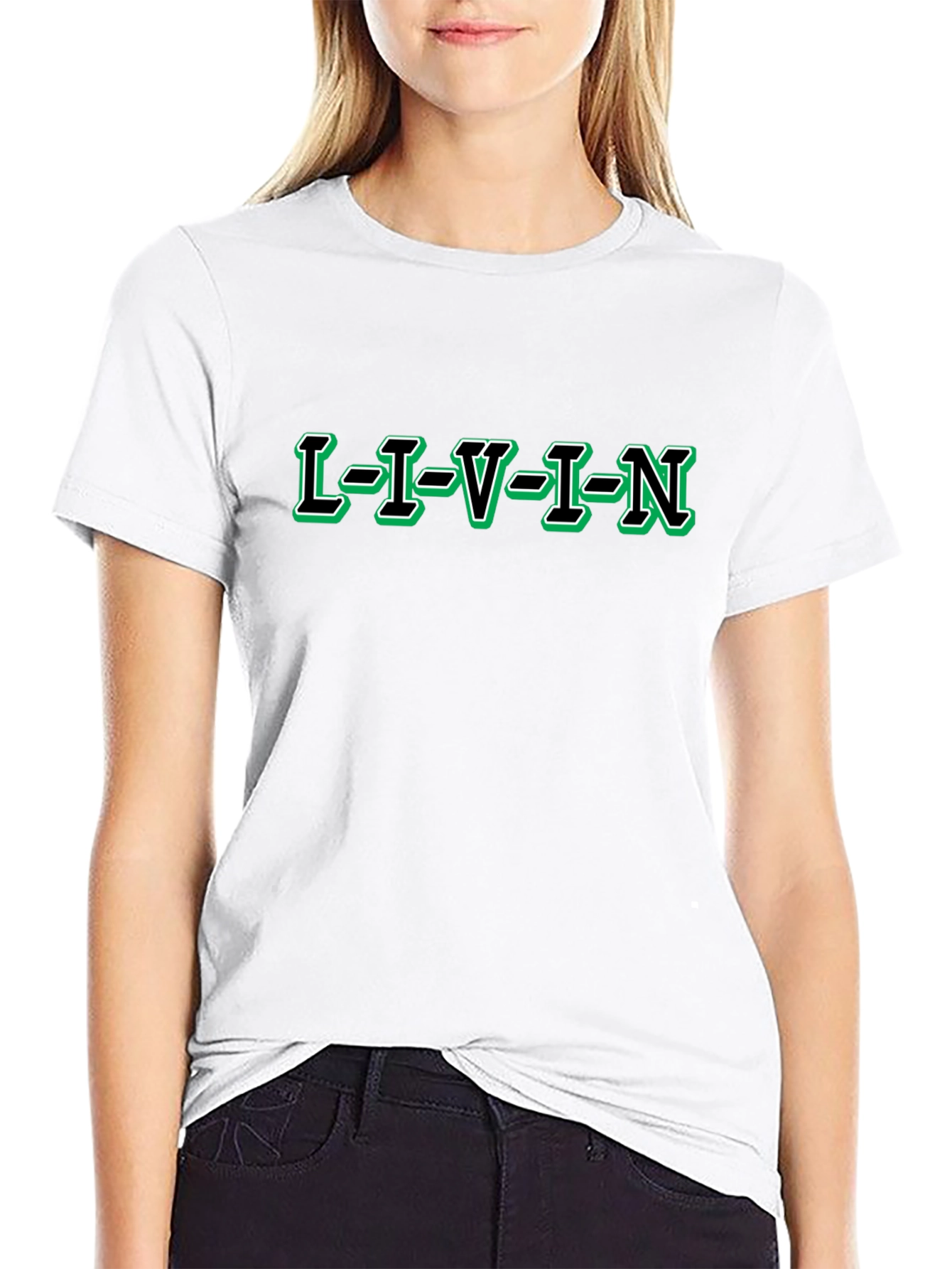 LIVIN T-Shirt - Black Crew Neck Tee