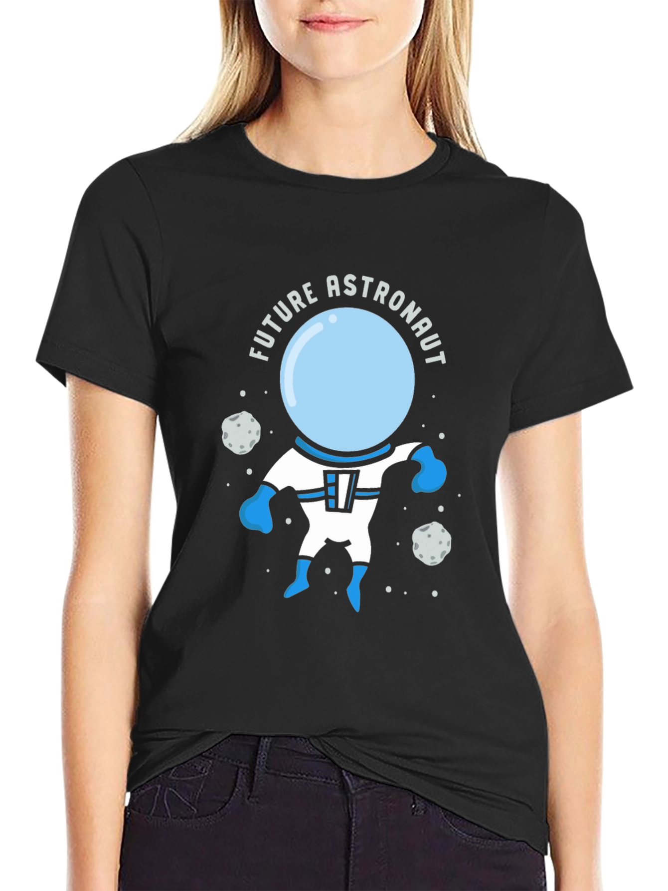 Future Astronaut Graphic Tee - Black Cotton T-Shirt