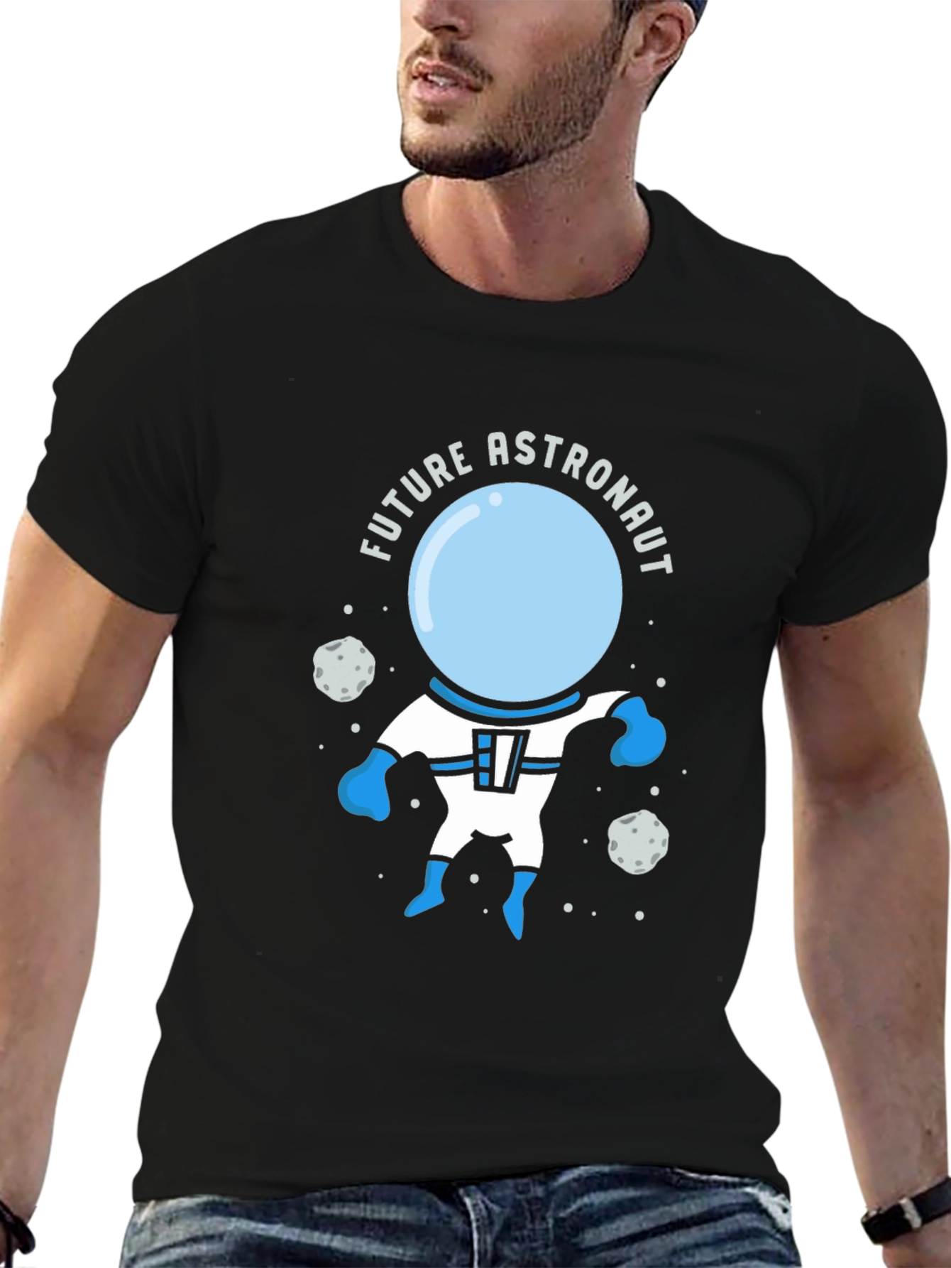 Future Astronaut Graphic Tee - Black Cotton T-Shirt