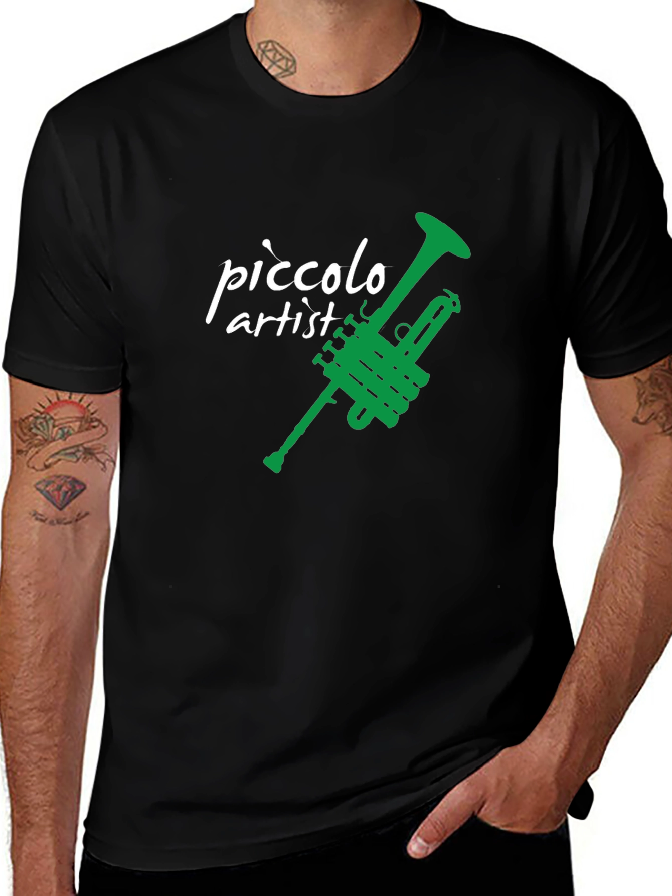 Piccolo Artist Black T-Shirt - Music Lover Gift