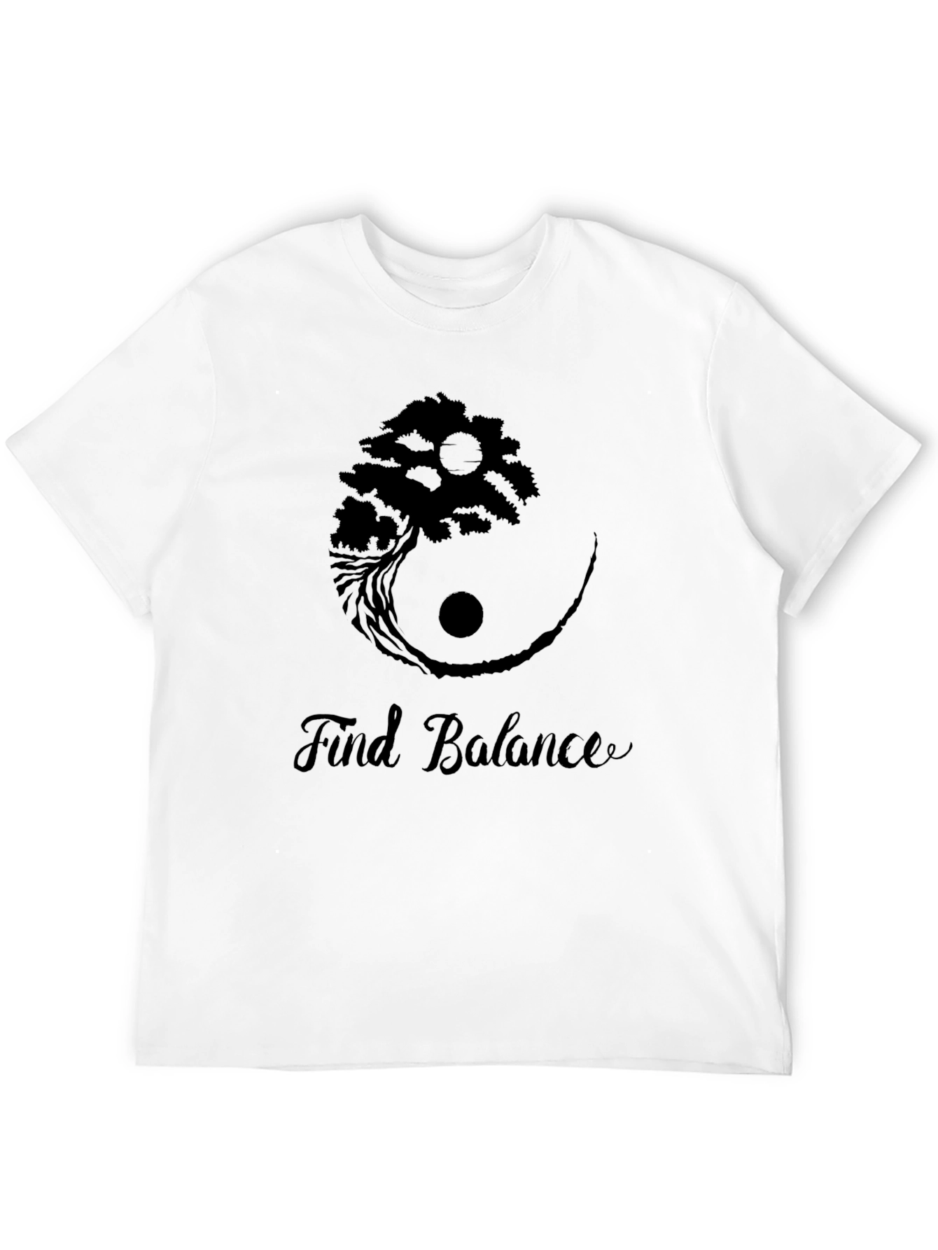 Yin Yang Tree Find Balance Black T-Shirt