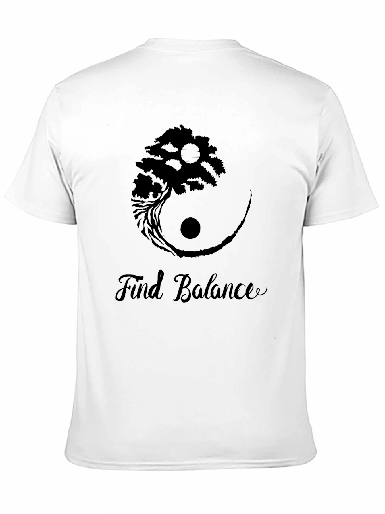 Yin Yang Tree Find Balance Black T-Shirt