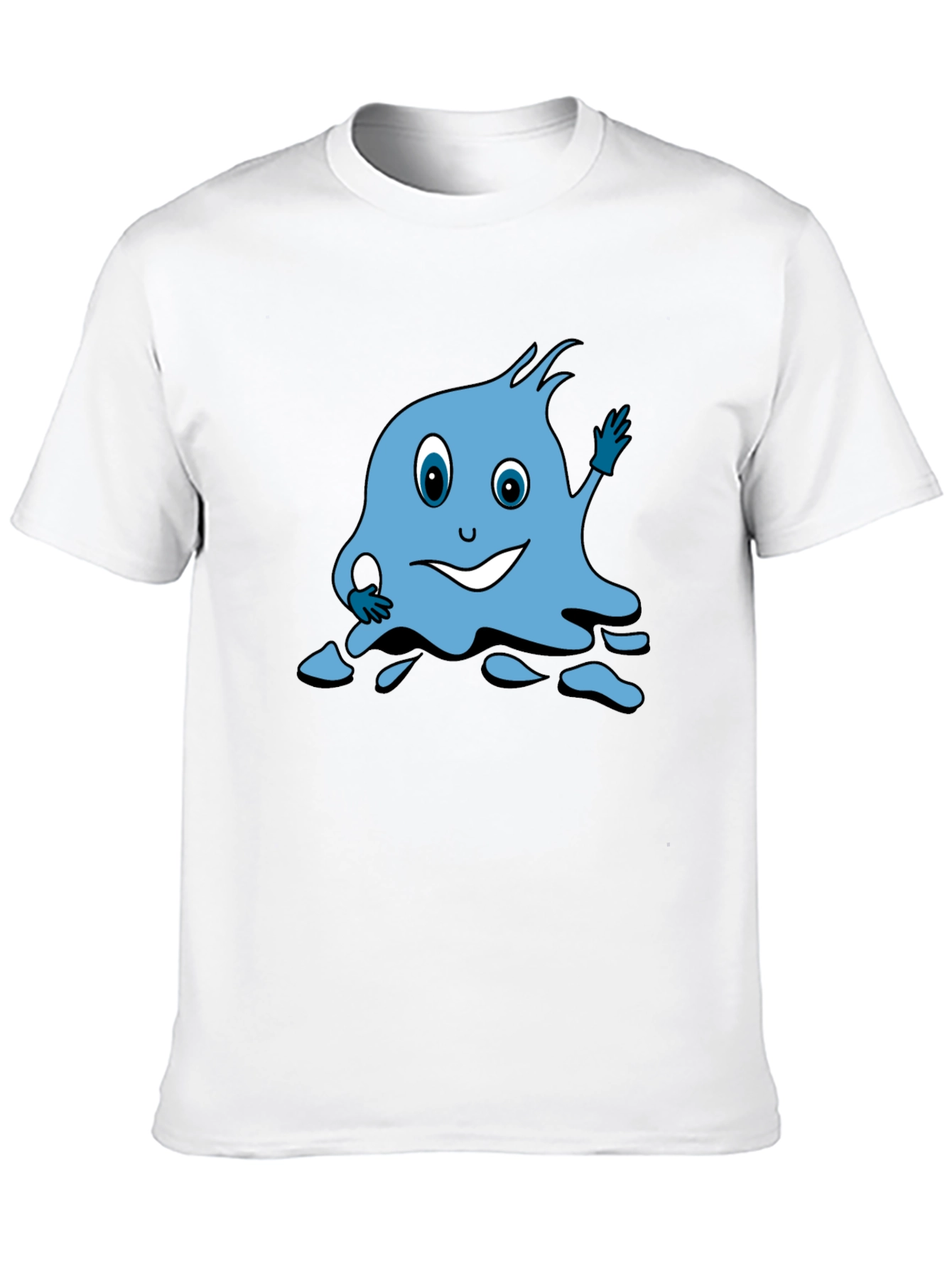 Cartoon Blue Character Black T-Shirt