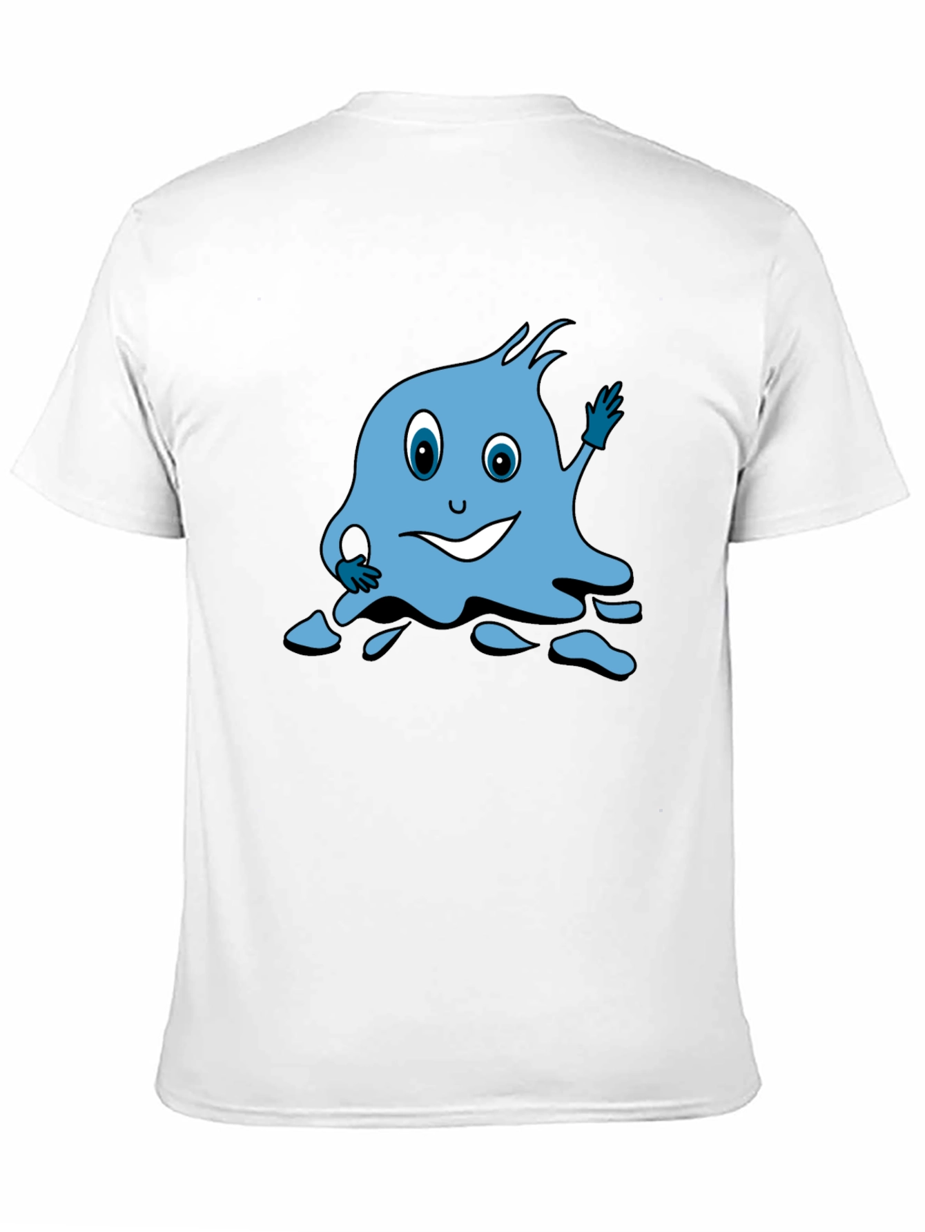 Cartoon Blue Character Black T-Shirt