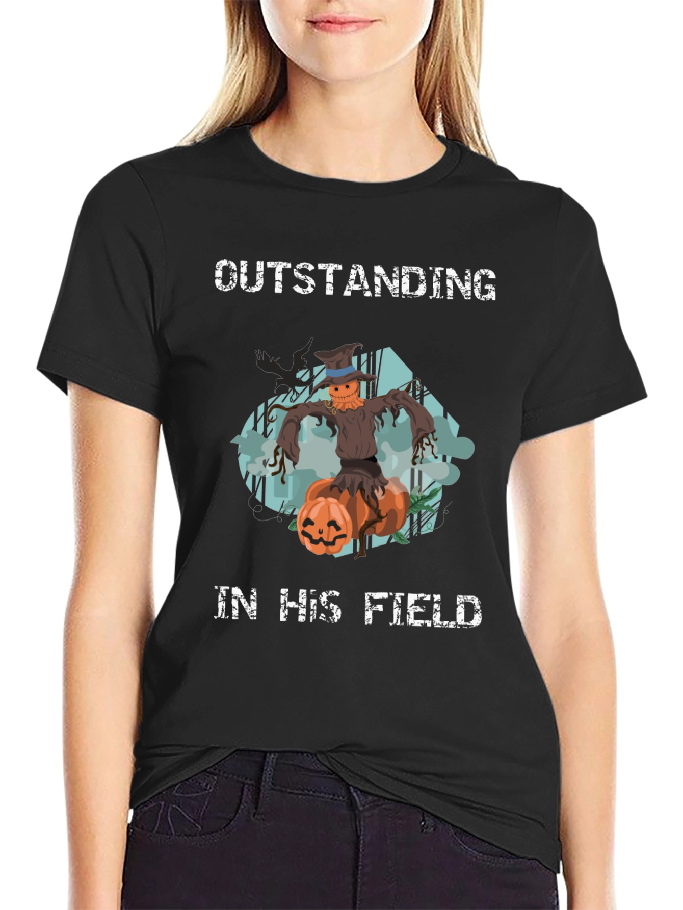 Outstanding in His Field Scarecrow Halloween T-Shirt