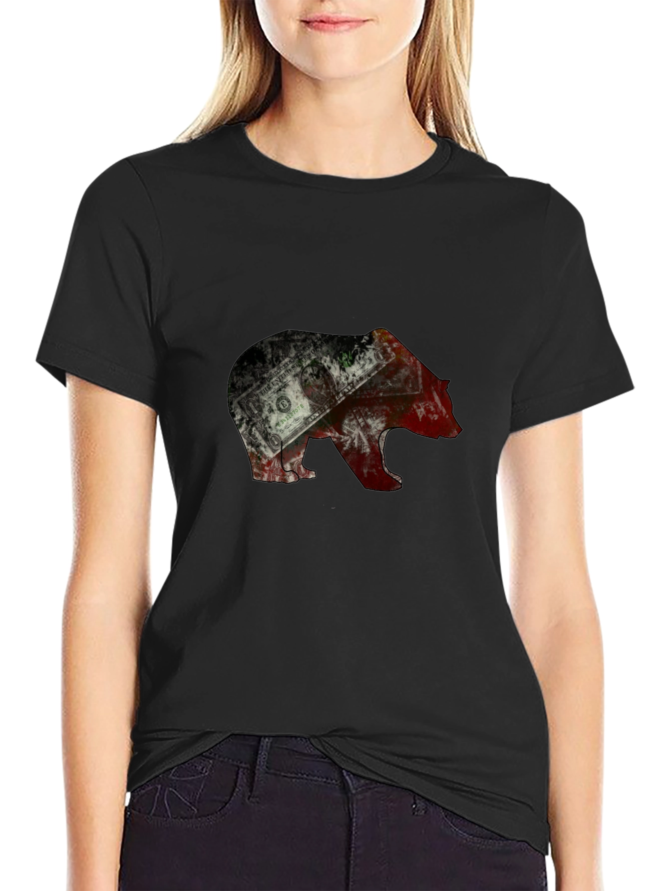 Bear Graphic Mens T-Shirt - Black