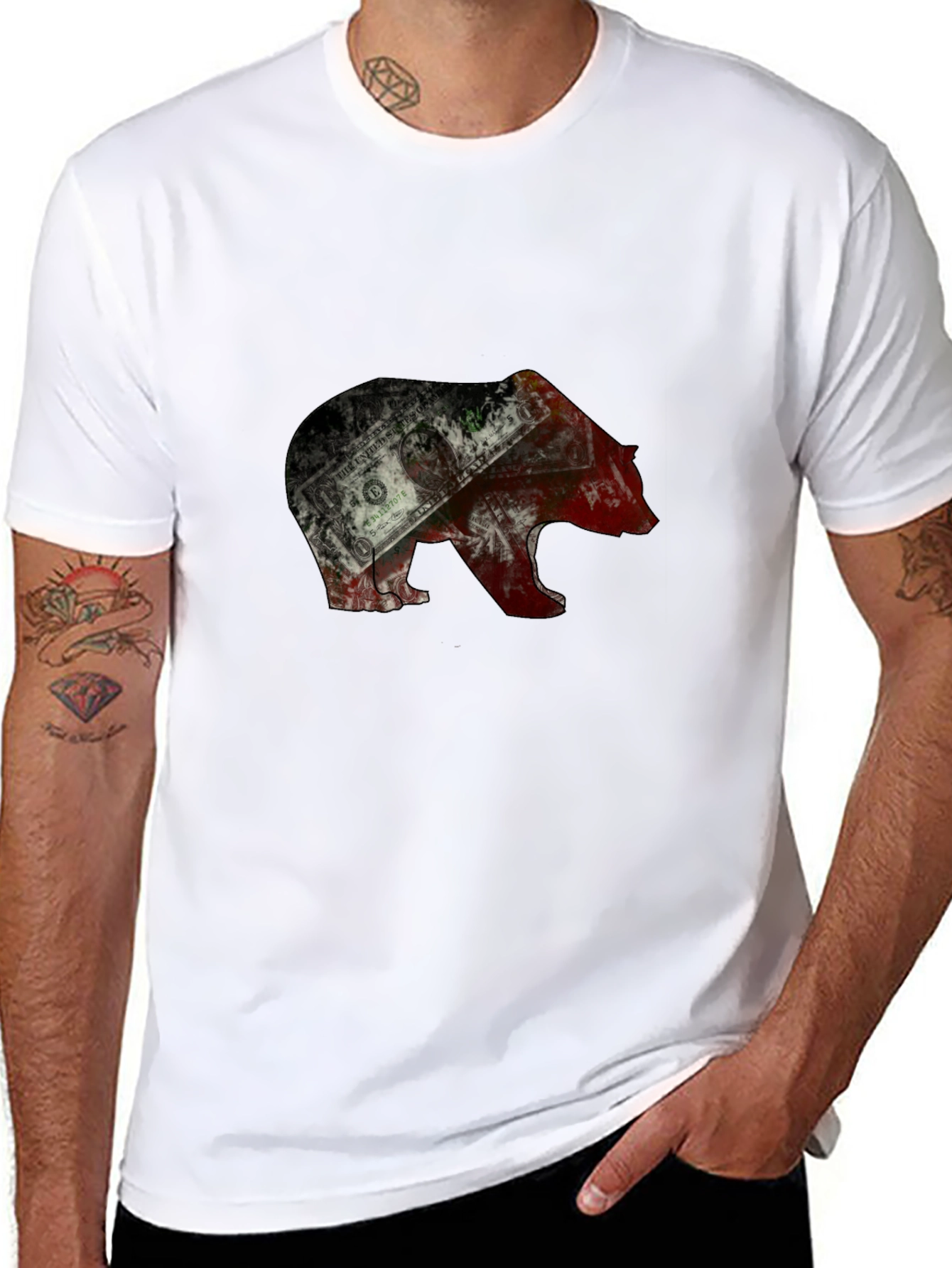 Bear Graphic Mens T-Shirt - Black