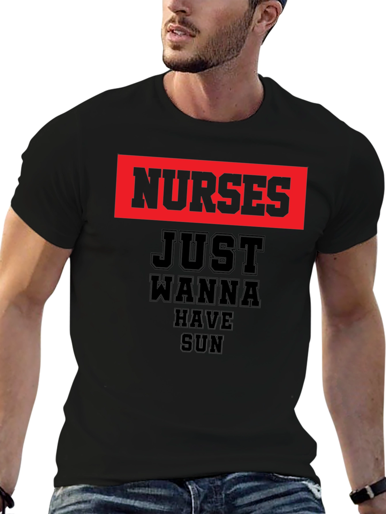 Nurses Just Wanna Have Sun Graphic Tee - Black