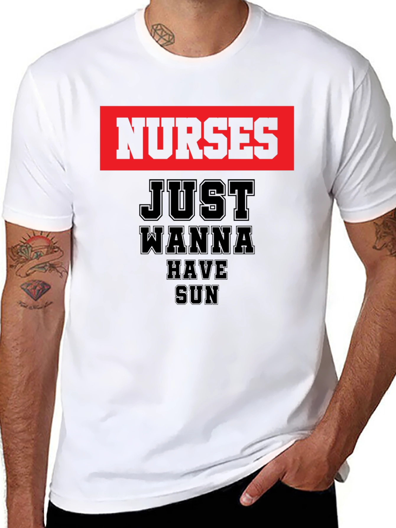 Nurses Just Wanna Have Sun Graphic Tee - Black