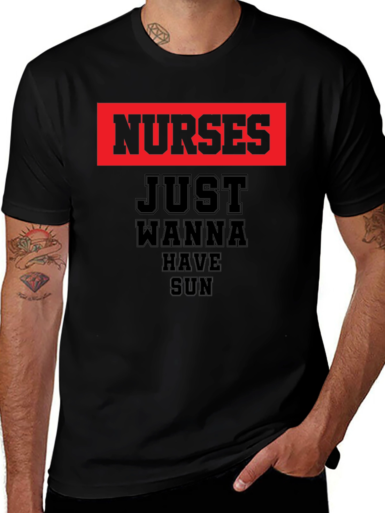 Nurses Just Wanna Have Sun Graphic Tee - Black