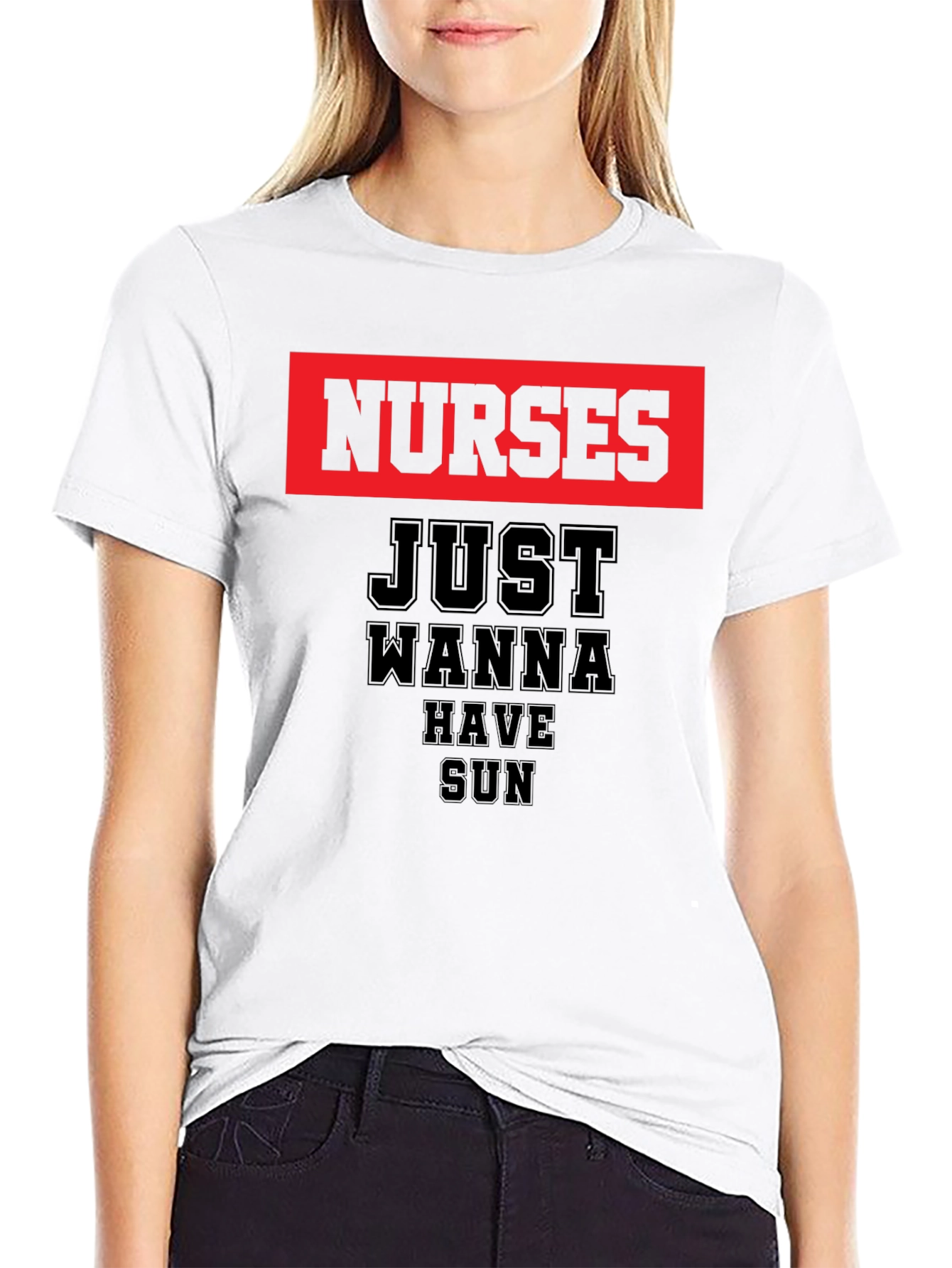 Nurses Just Wanna Have Sun Graphic Tee - Black