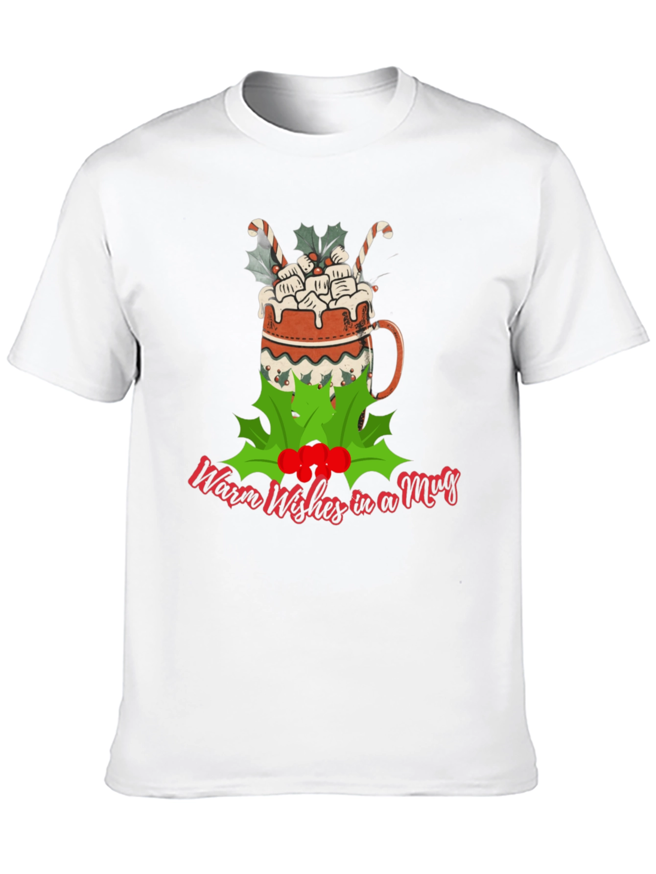 Warm Wishes Mug Graphic Tee - Christmas Holiday Shirt