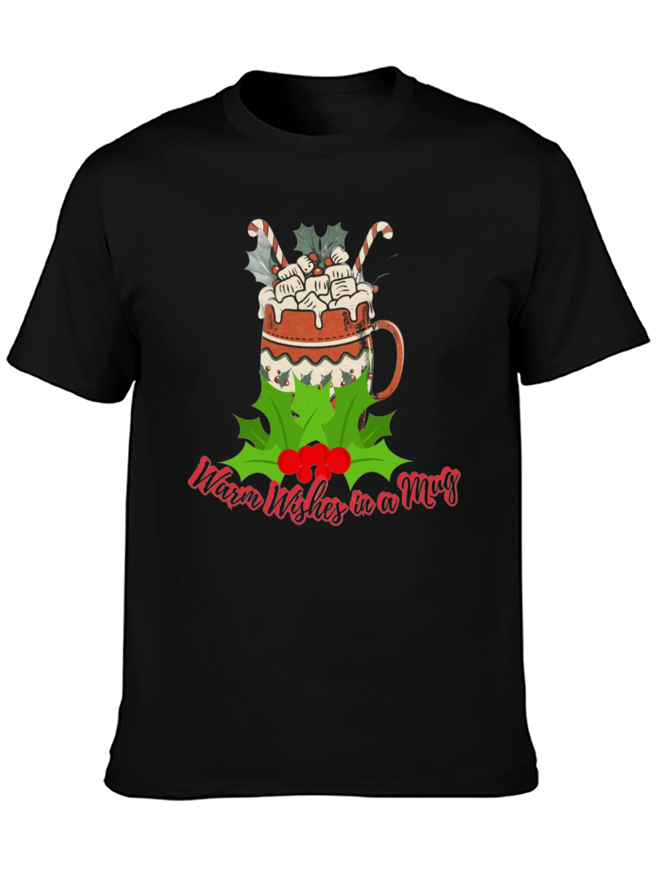 Warm Wishes Mug Graphic Tee - Christmas Holiday Shirt