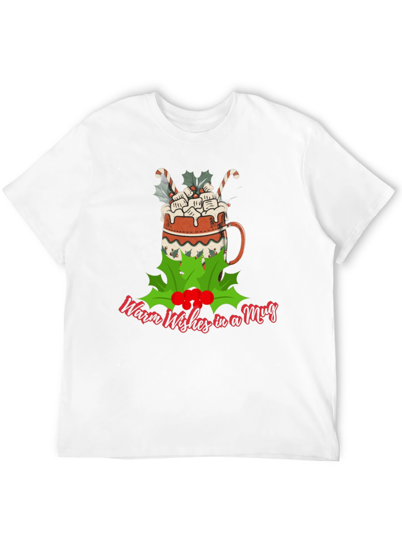 Warm Wishes Mug Graphic Tee - Christmas Holiday Shirt
