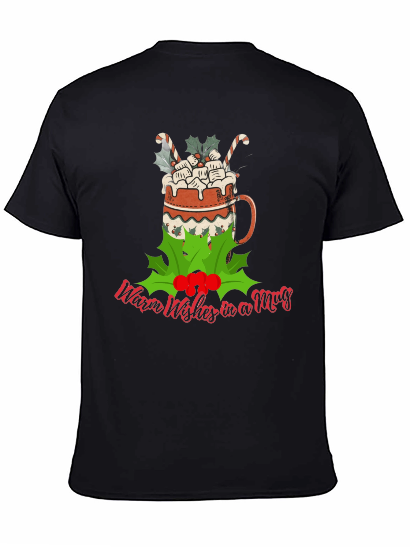 Warm Wishes Mug Graphic Tee - Christmas Holiday Shirt
