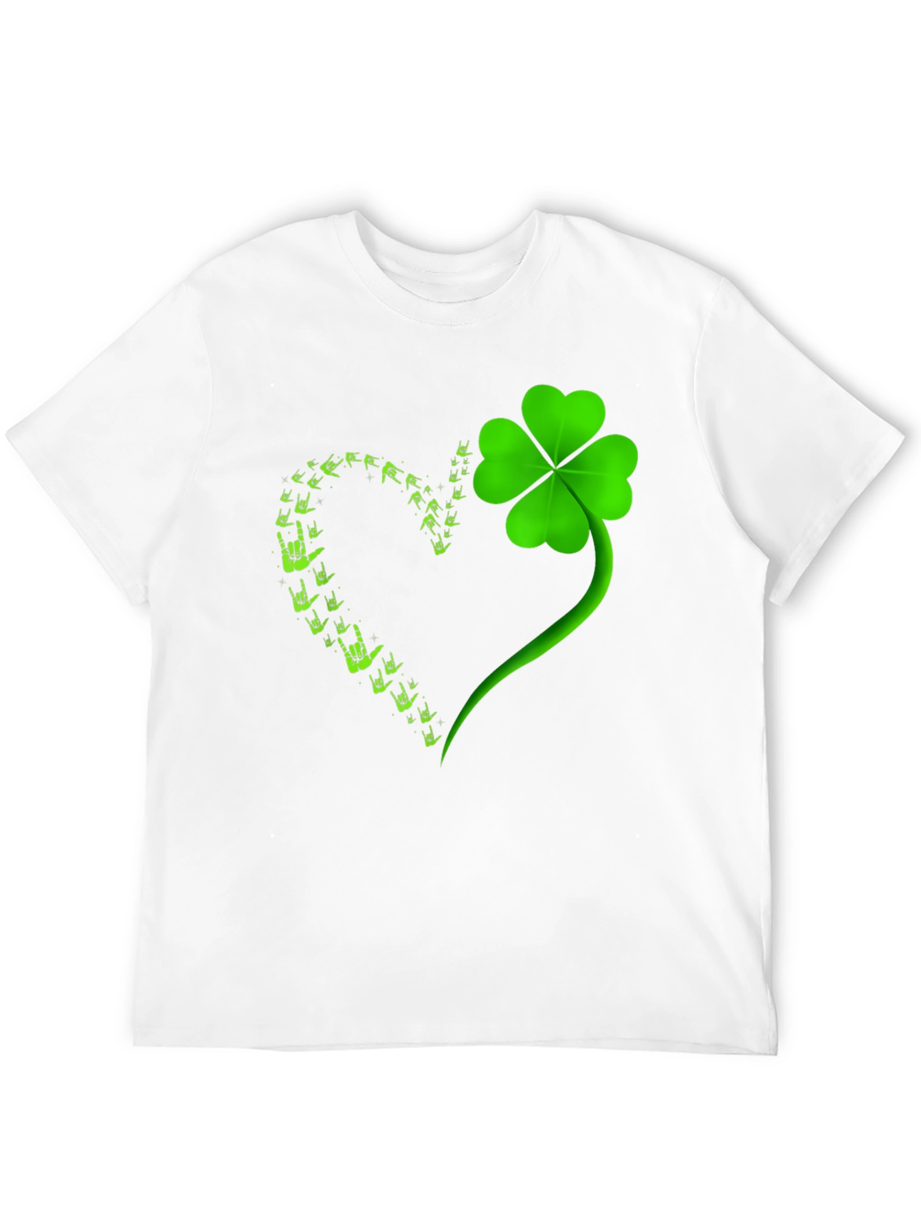 Lucky Shamrock I Love You Hands Graphic T-Shirt