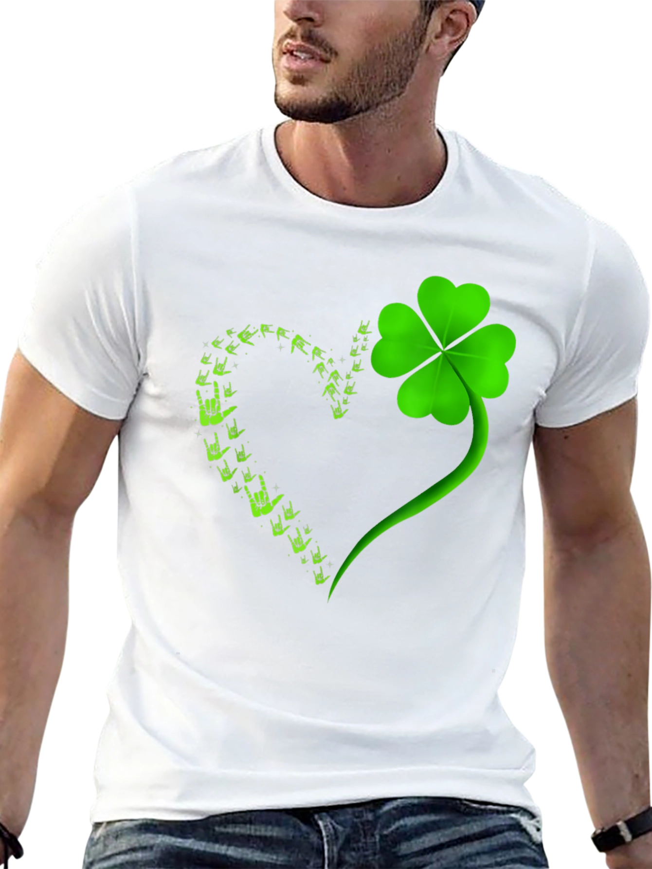 Lucky Shamrock I Love You Hands Graphic T-Shirt