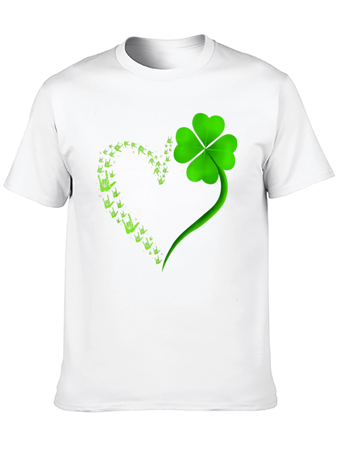 Lucky Shamrock I Love You Hands Graphic T-Shirt